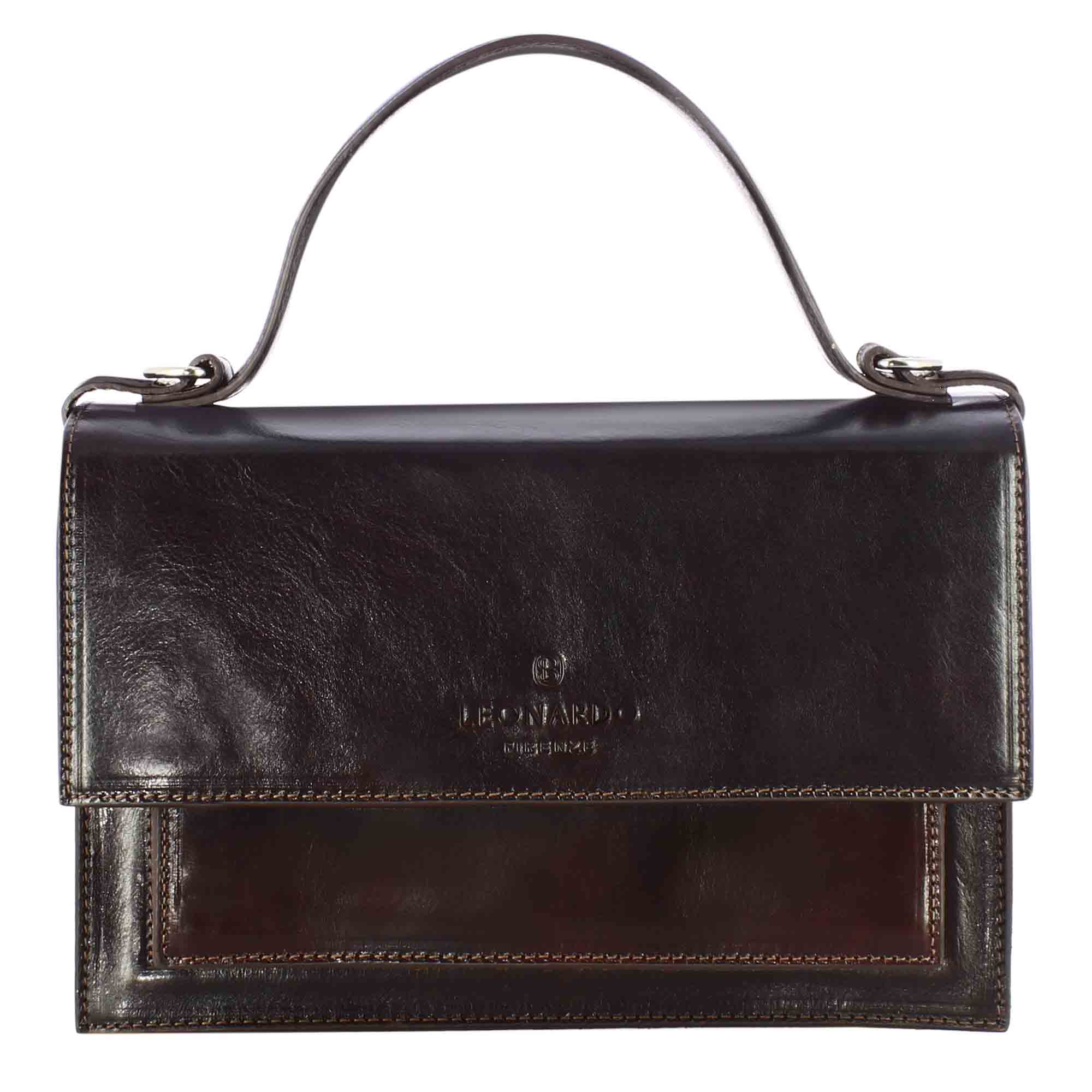 Leonardo Shoes Contessina Borsa Donna Pelle Marrone Scuro