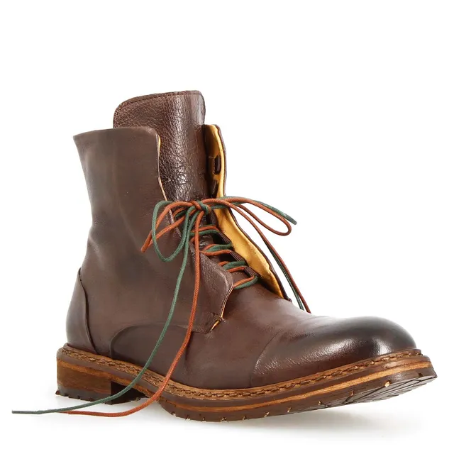 Leonardo Shoes Stivaletti Uomo Febo Polacchino Marrone Scuro