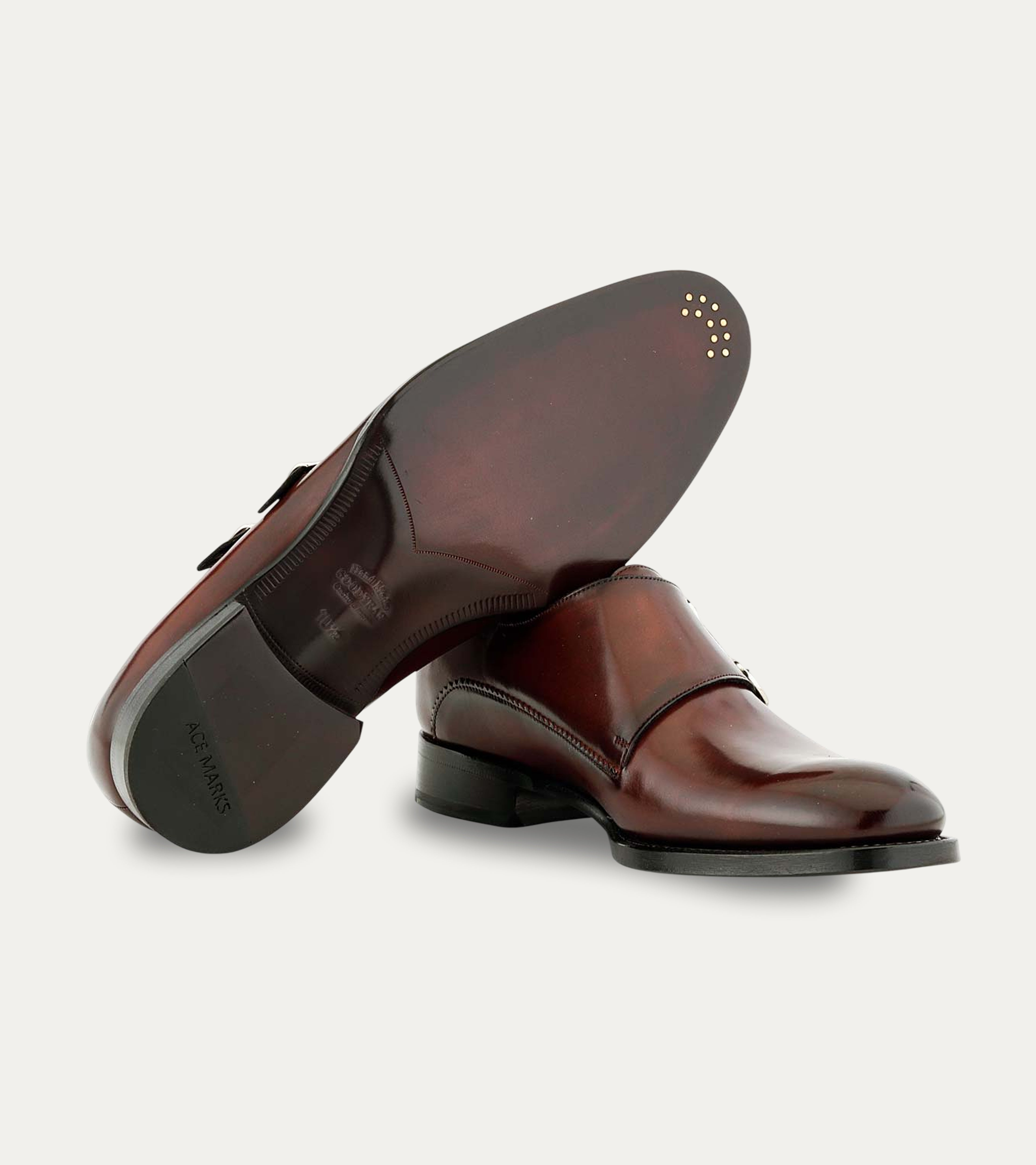 Ace Marks Alfie Double Monkstrap Diablo scarpe uomo pelle