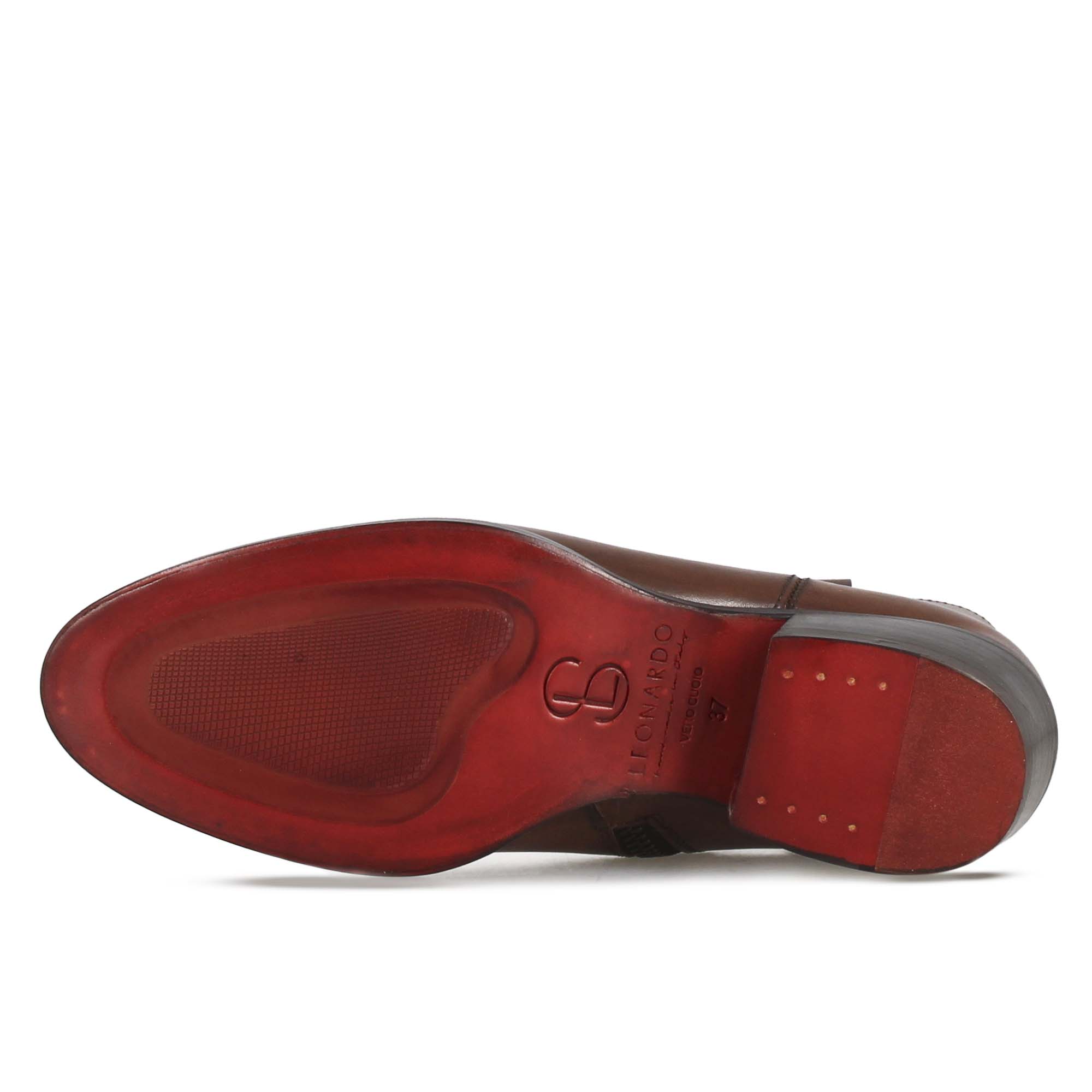 Leonardo Shoes Stivali Donna texano marrone tacco 4 cm