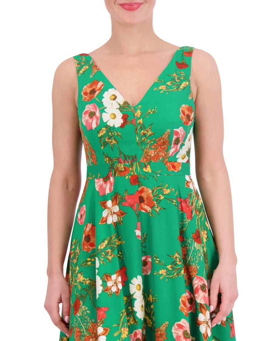 Vince Camuto Dresses Abito Floreale Orlo Fazzoletto Scollo V