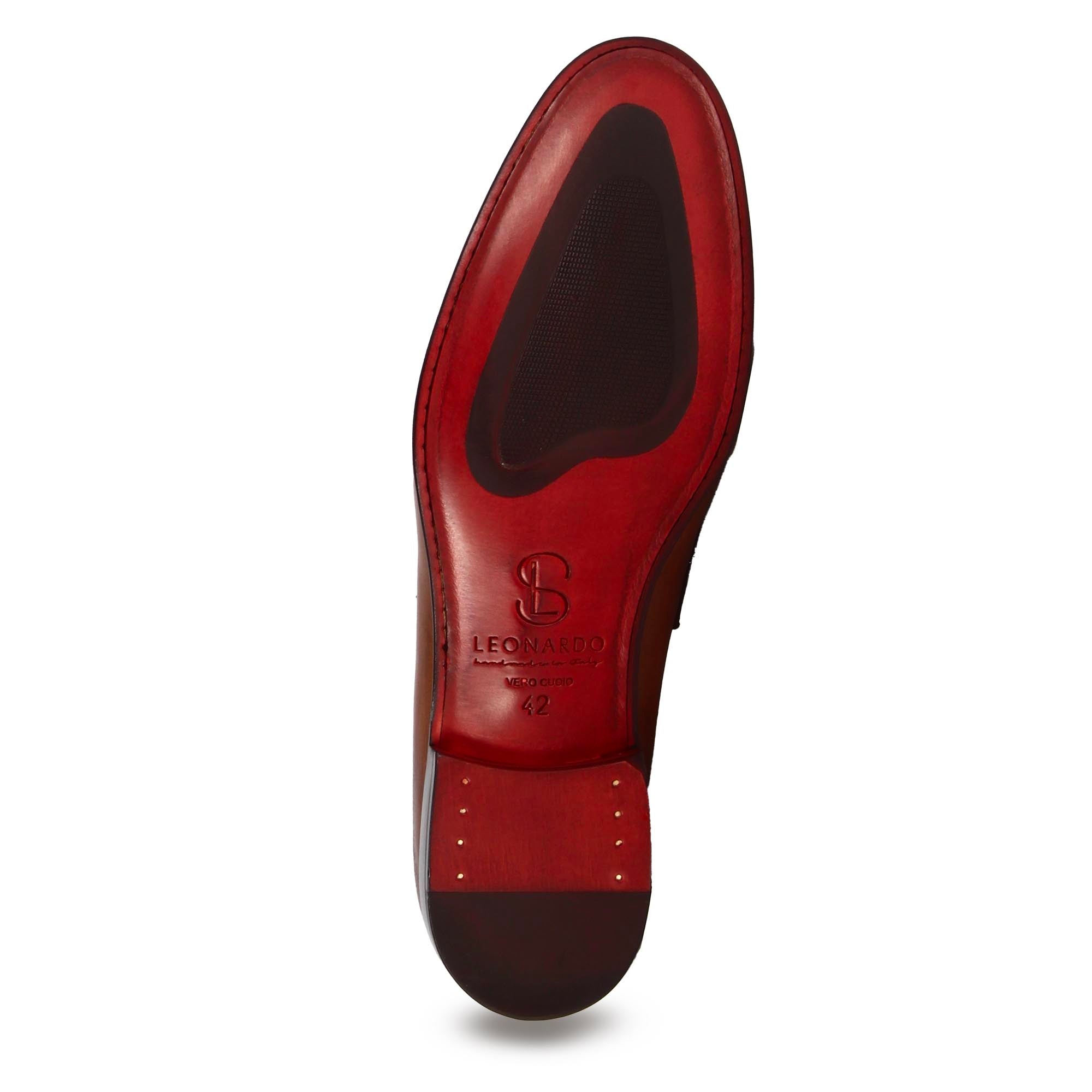 Leonardo Shoes Mocassini Uomo classico morsetto Marrone pelle