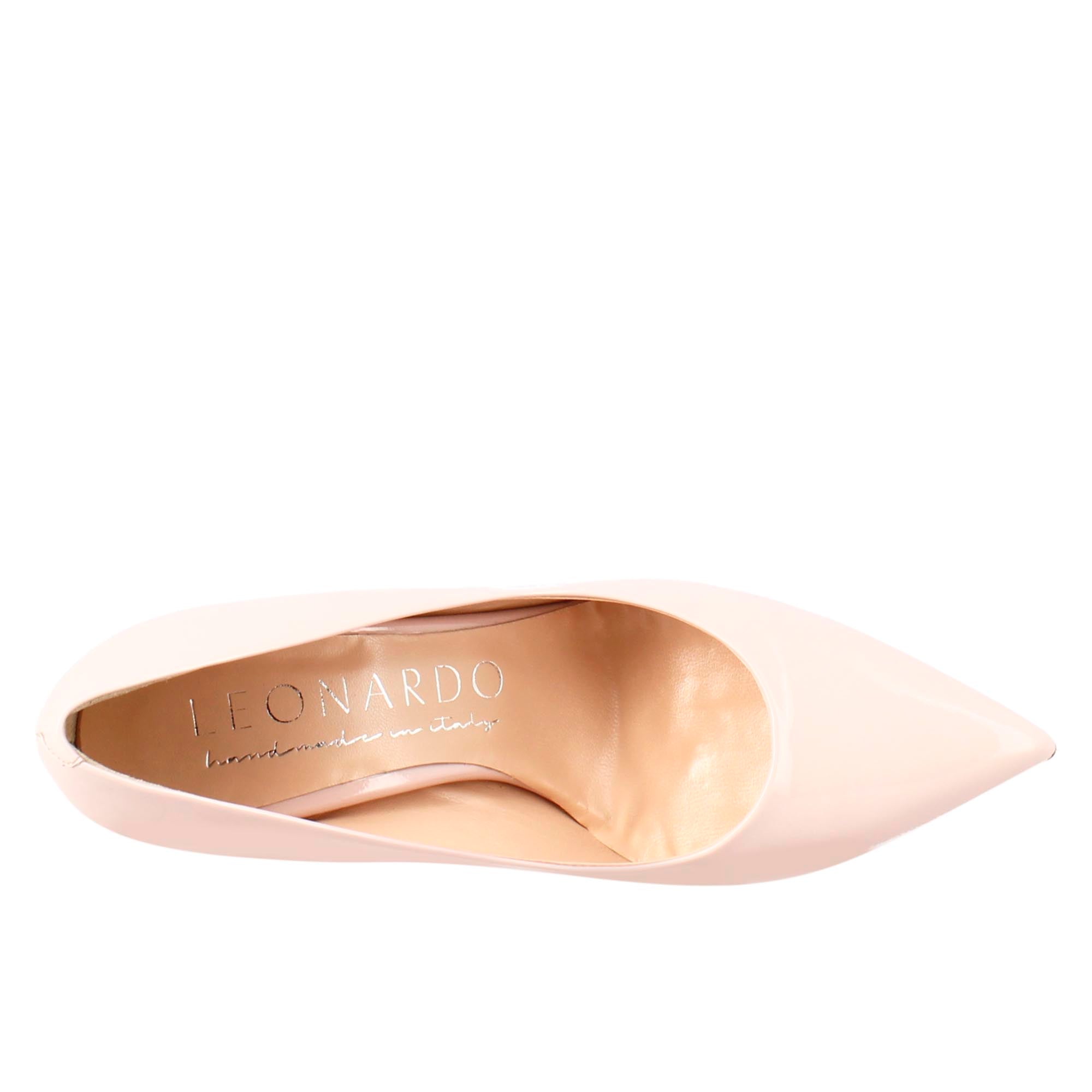 Leonardo Shoes Decollete Donna Rosa Vernice Punta Tacco 9 cm