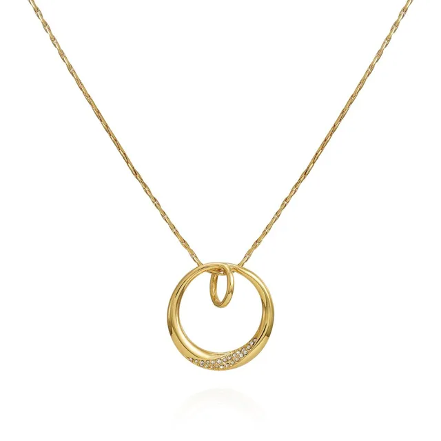 Vince Camuto Collana Oro Ciondolo Cerchio Cristallo Donna