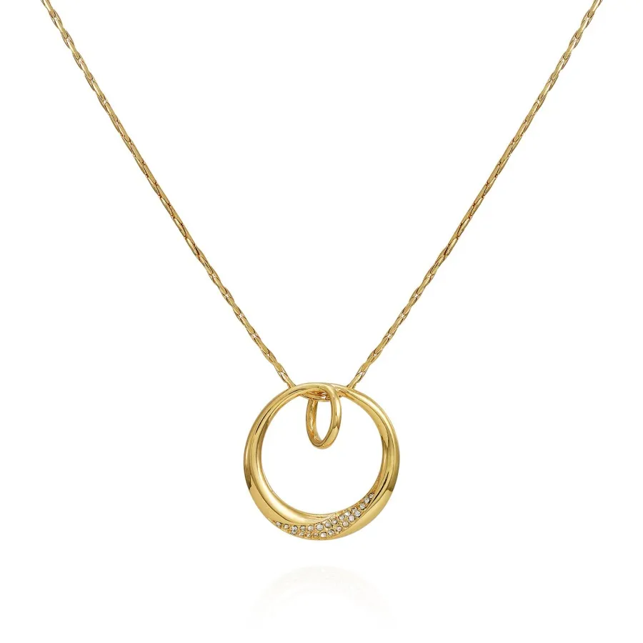 Vince Camuto Collana Oro Ciondolo Cerchio Cristallo Donna