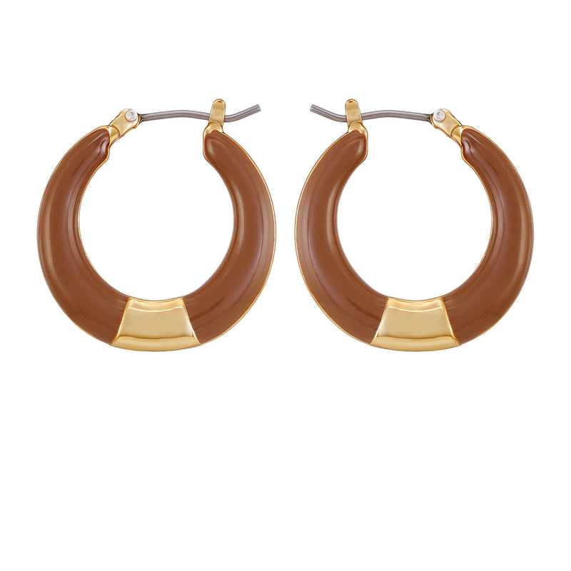 Vince Camuto orecchini cerchio oro smalto marrone