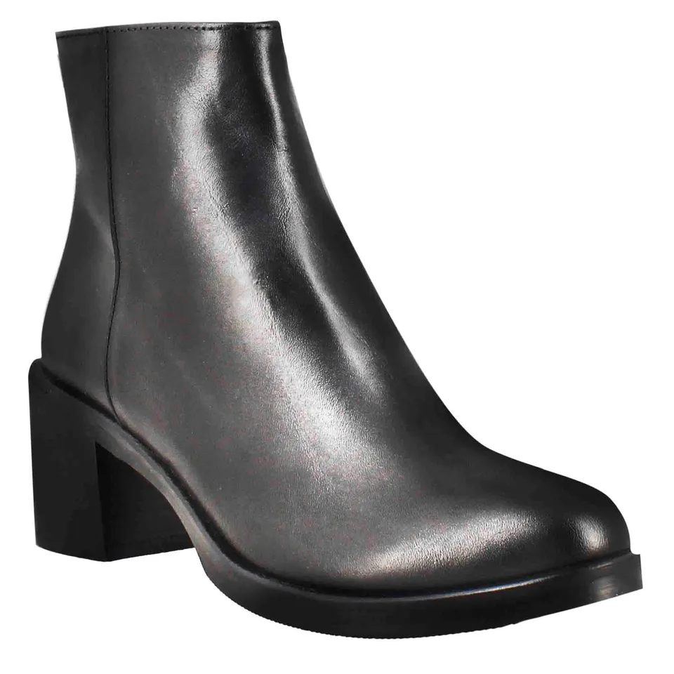 Leonardo Shoes Stivali Donna Stivaletto Pelle Nero Tacco 5 cm
