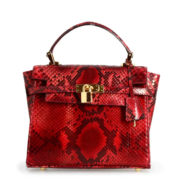 Leonardo Shoes Borse Donna borsa pitone rossa tracolla