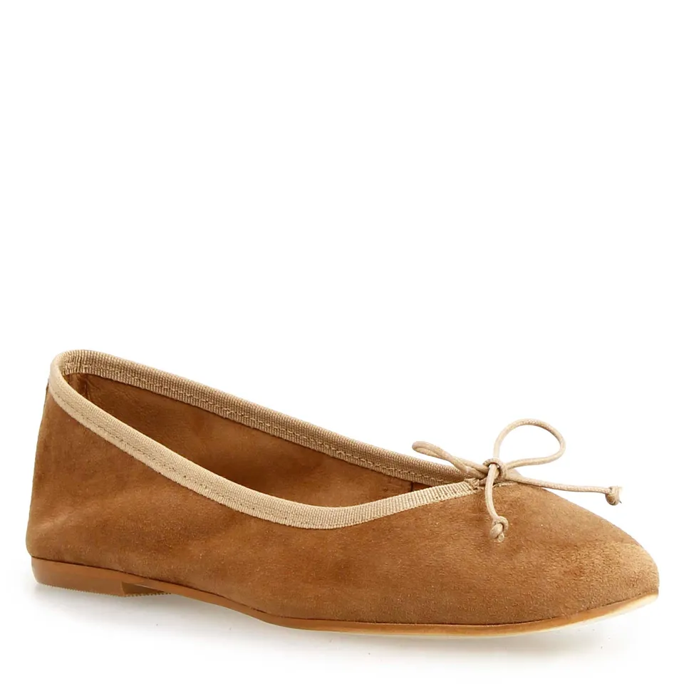Leonardo Shoes Fiocco ballerine donna camoscio marrone chiaro