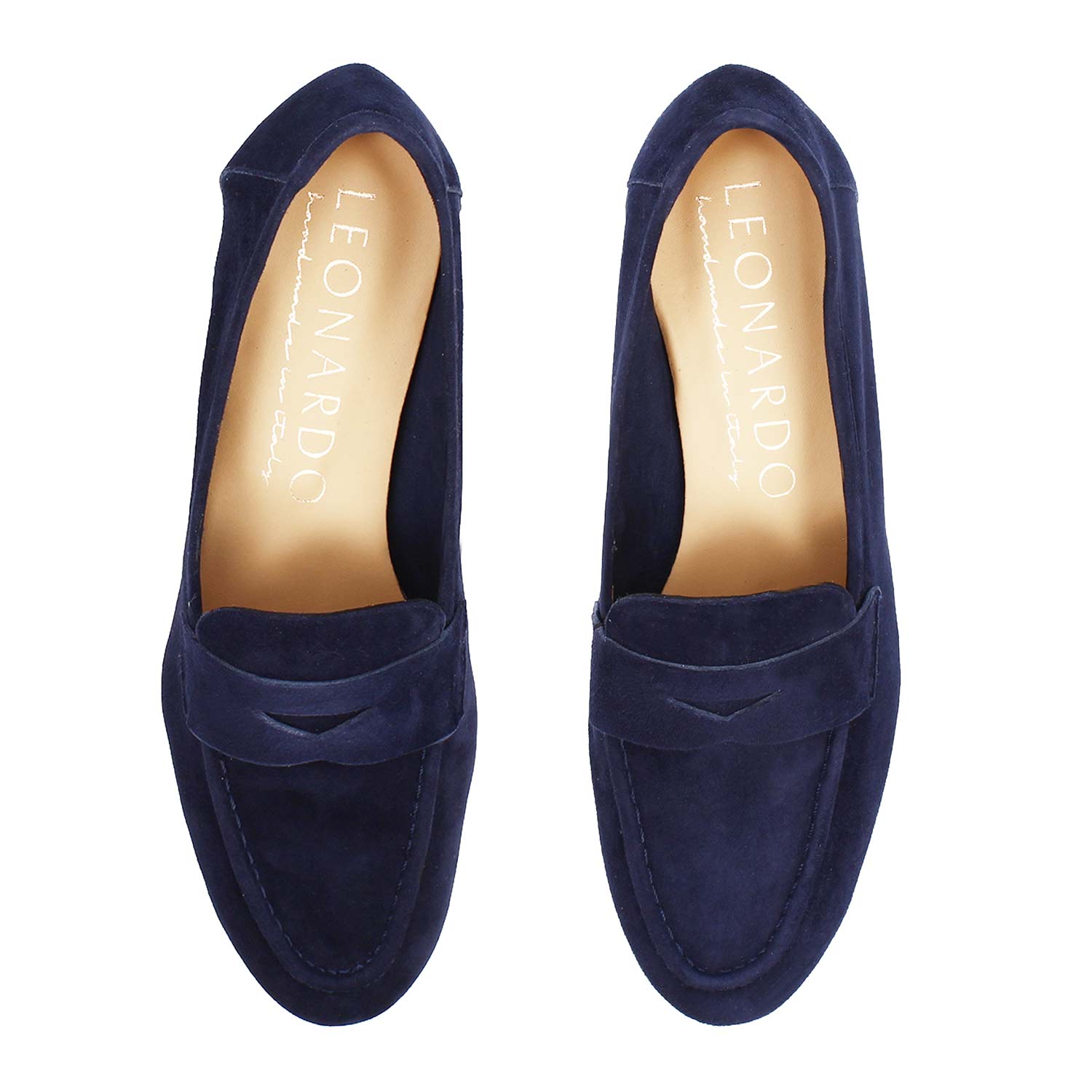 Leonardo Shoes Brenta Mocassini Donna Camoscio Blu