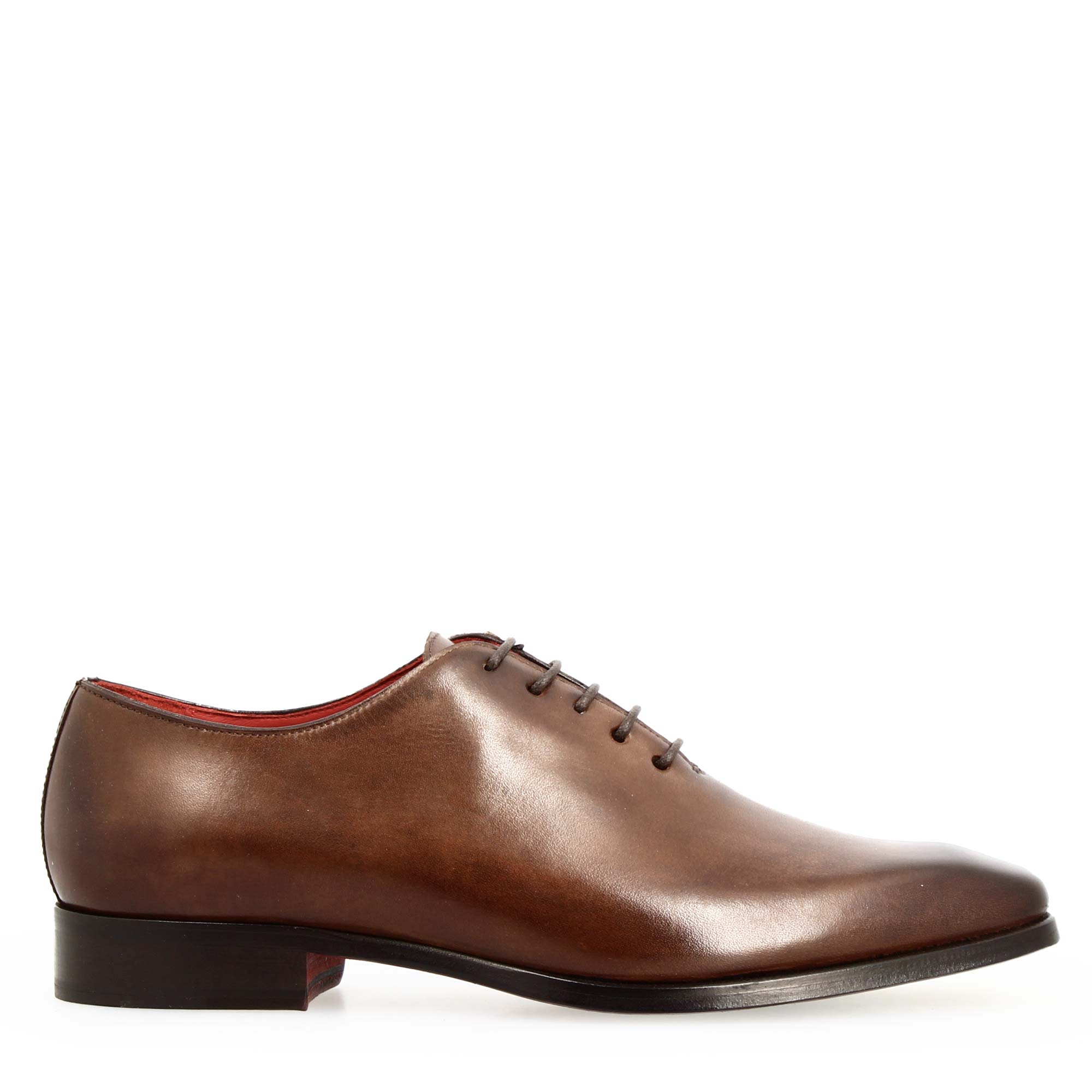 Leonardo Francesine Uomo Brandy Oxford Pelle Punta Squadrata