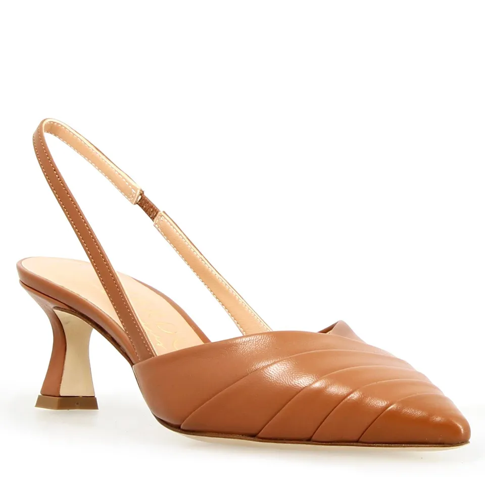 Leonardo Shoes Apollina sandali donna marrone tacco sagomato