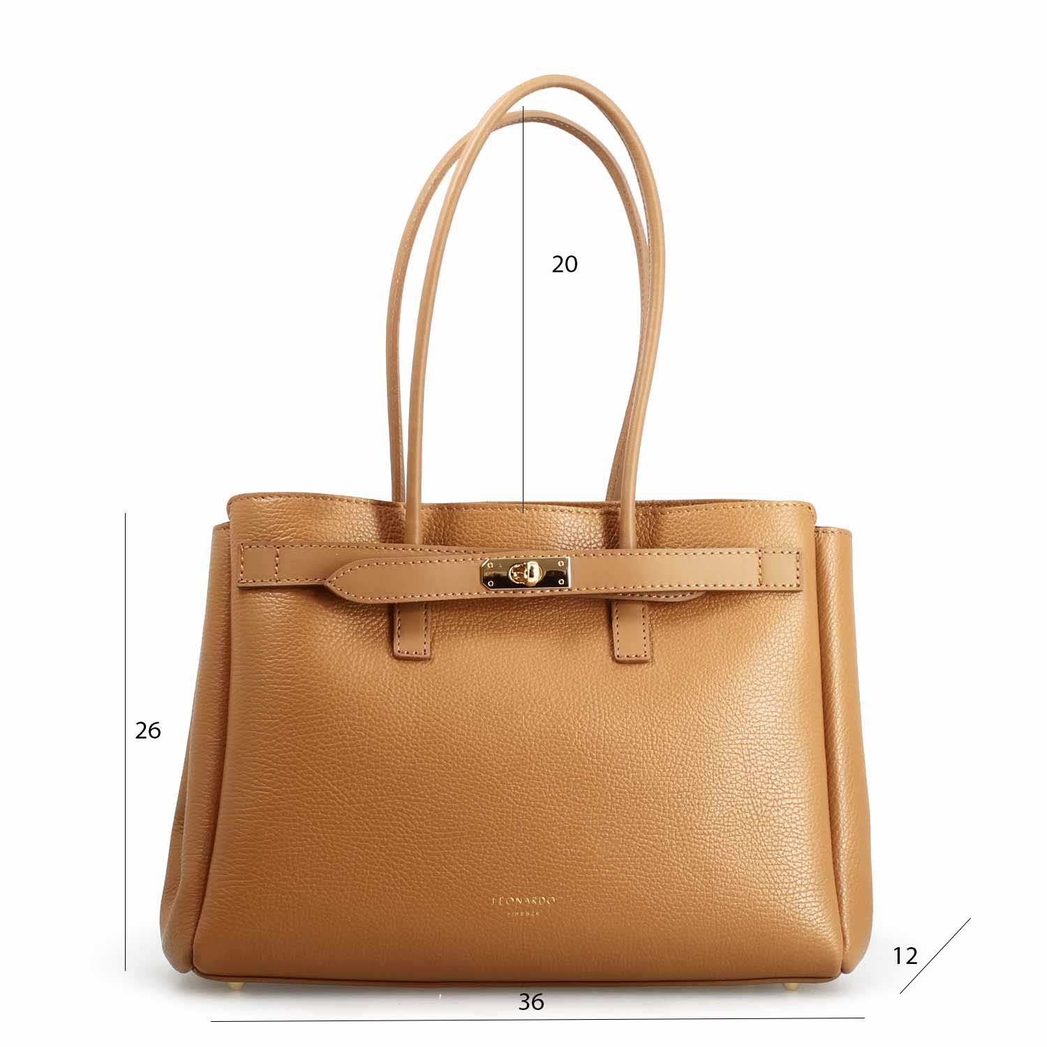 Leonardo Shoes Giulia borsa spalla pelle marrone chiaro