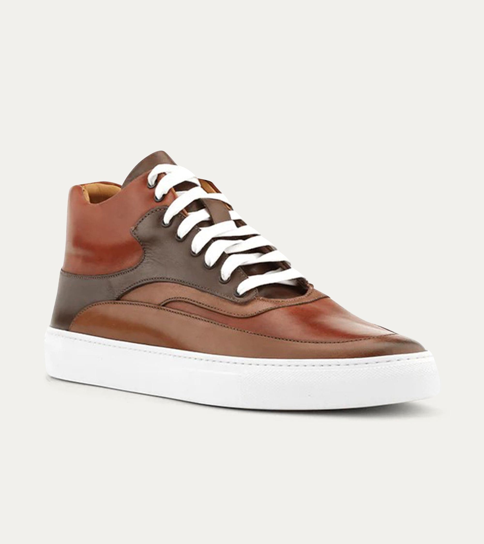 Ace Marks Maximo sneakers alte uomo pelle cuoio cognac