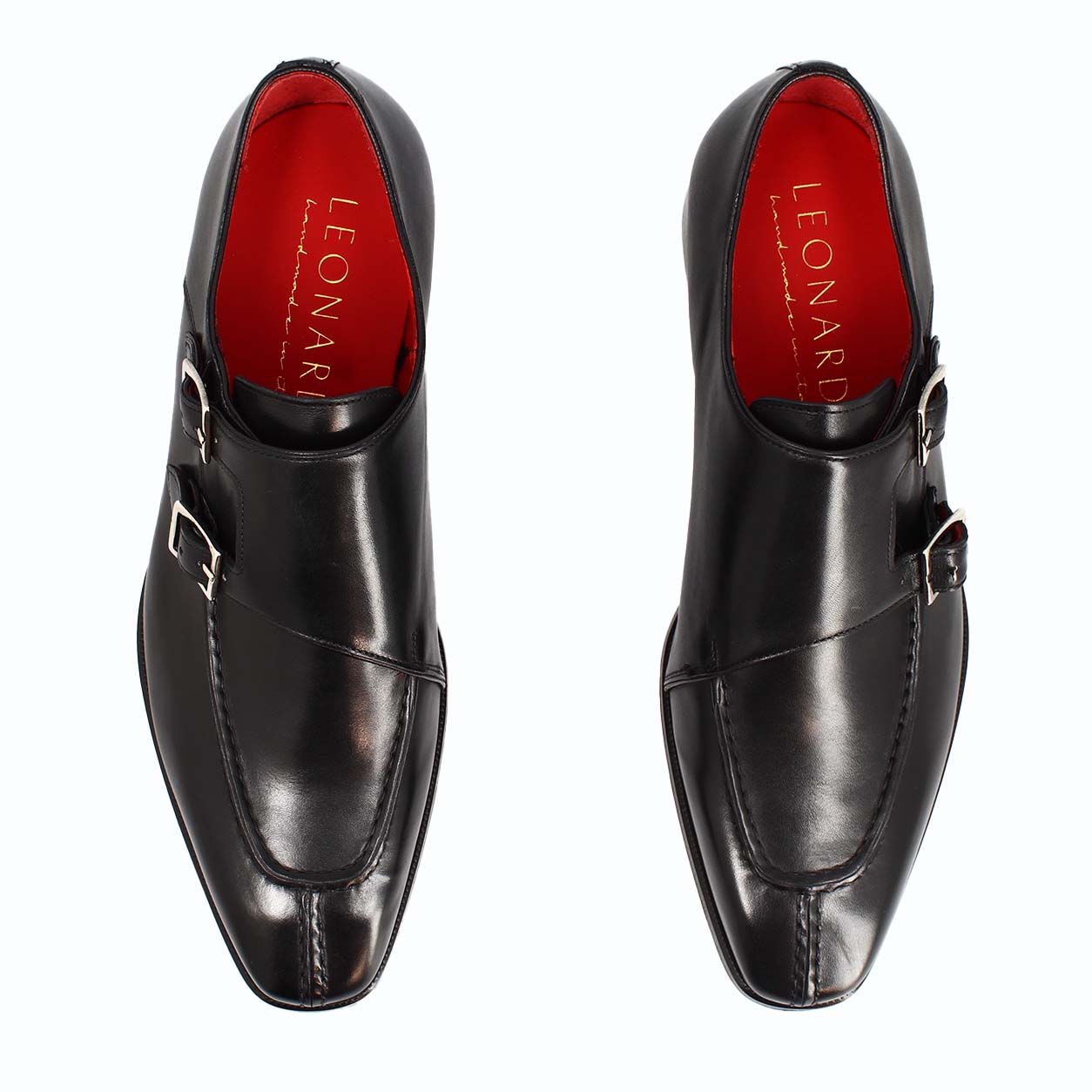 Leonardo Shoes Orazio Nero Francesina Doppia Fibbia Pelle