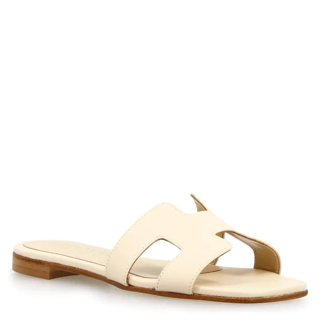 Leonardo Shoes Harmony sandali donna beige nappa tacco 1 cm