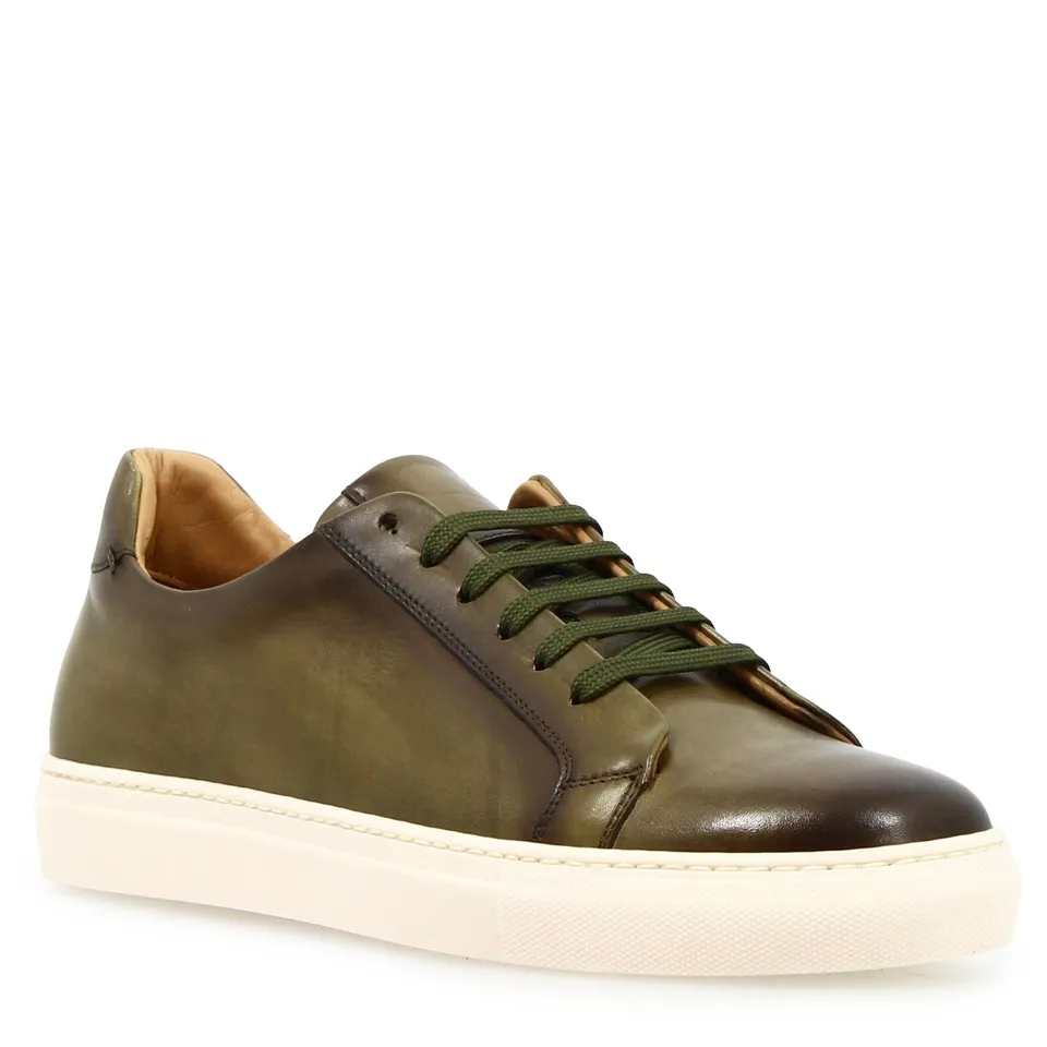 Leonardo Shoes Oreste sneakers uomo pelle verde oliva spazzolata