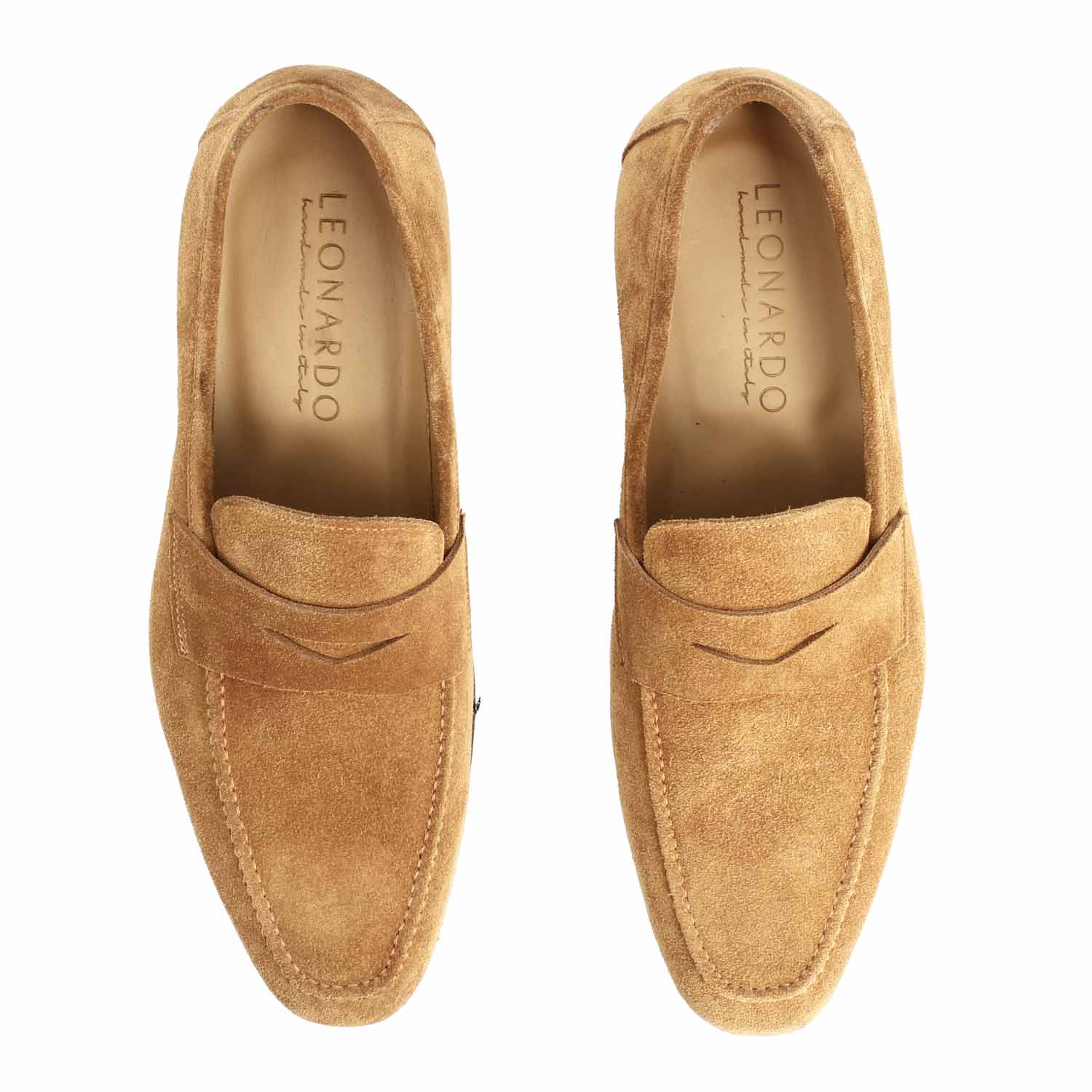 Leonardo Shoes Manfredo Mocassino Uomo Camoscio Chiaro