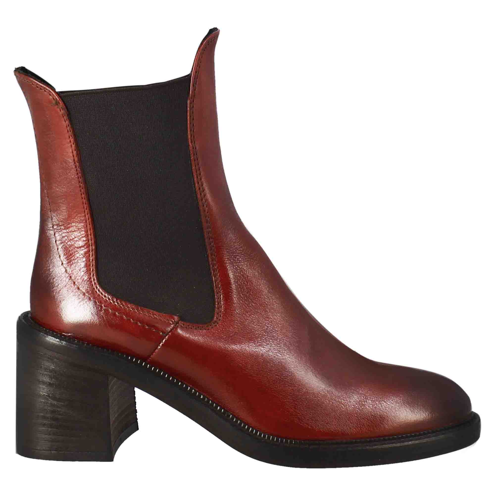 Leonardo Chelsea stivaletto tacco pelle rosso donna vintage