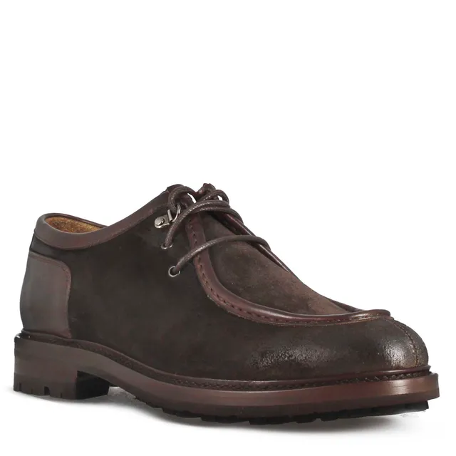 Leonardo Shoes Ingegnere stringata uomo camoscio marrone