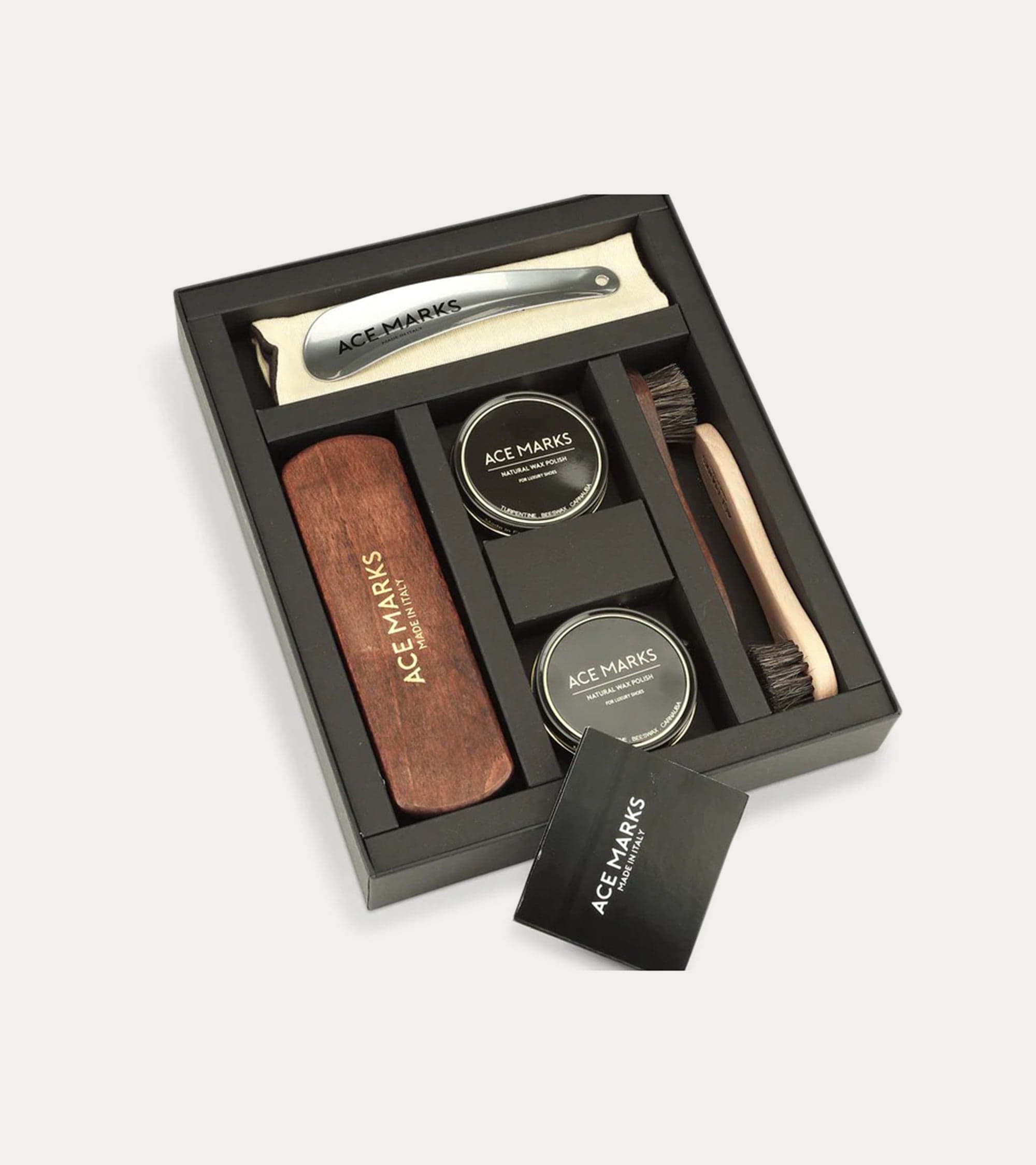 Ace Marks Shoe Care Kit cura scarpe pelle nero set completo