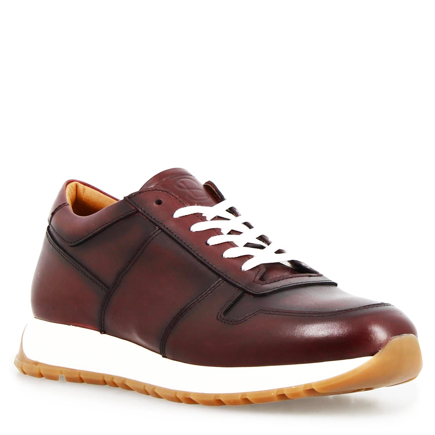 Leonardo Shoes Piave Sneakers Uomo Bordeaux Pelle Degradé