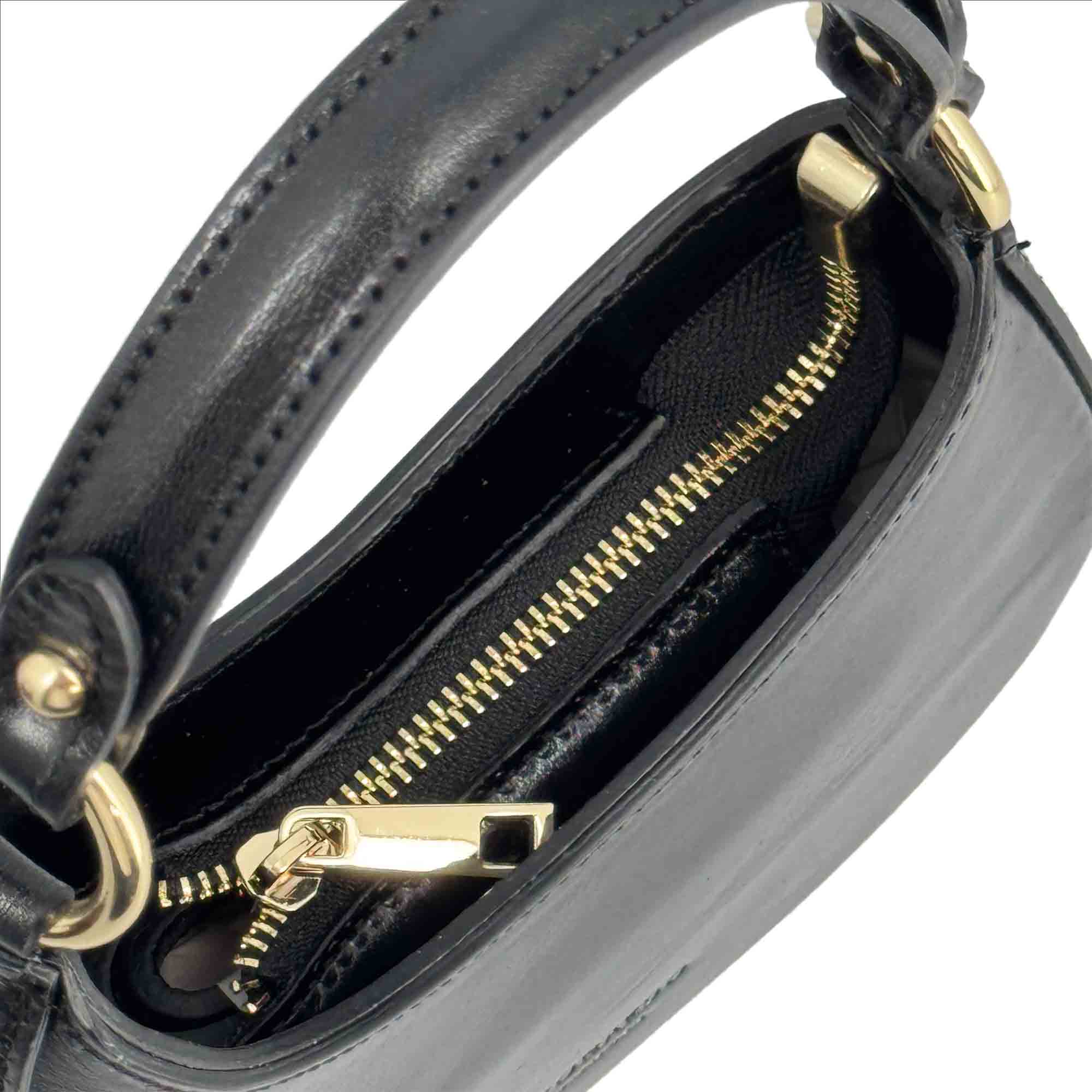 Leonardo Shoes Isotta S Borsa Donna mezzaluna pelle nera