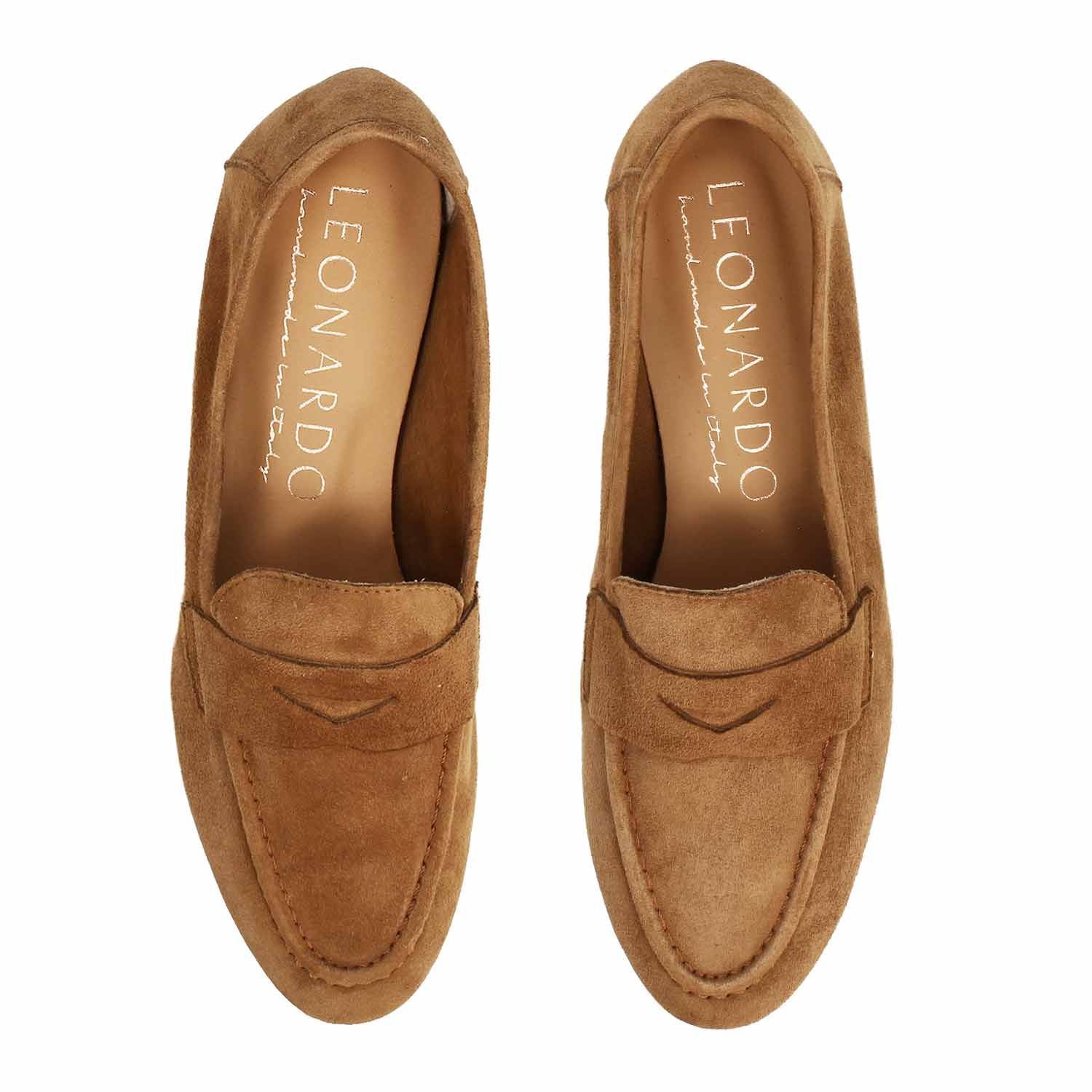 Leonardo Shoes Brenta mocassini donna camoscio marrone chiaro