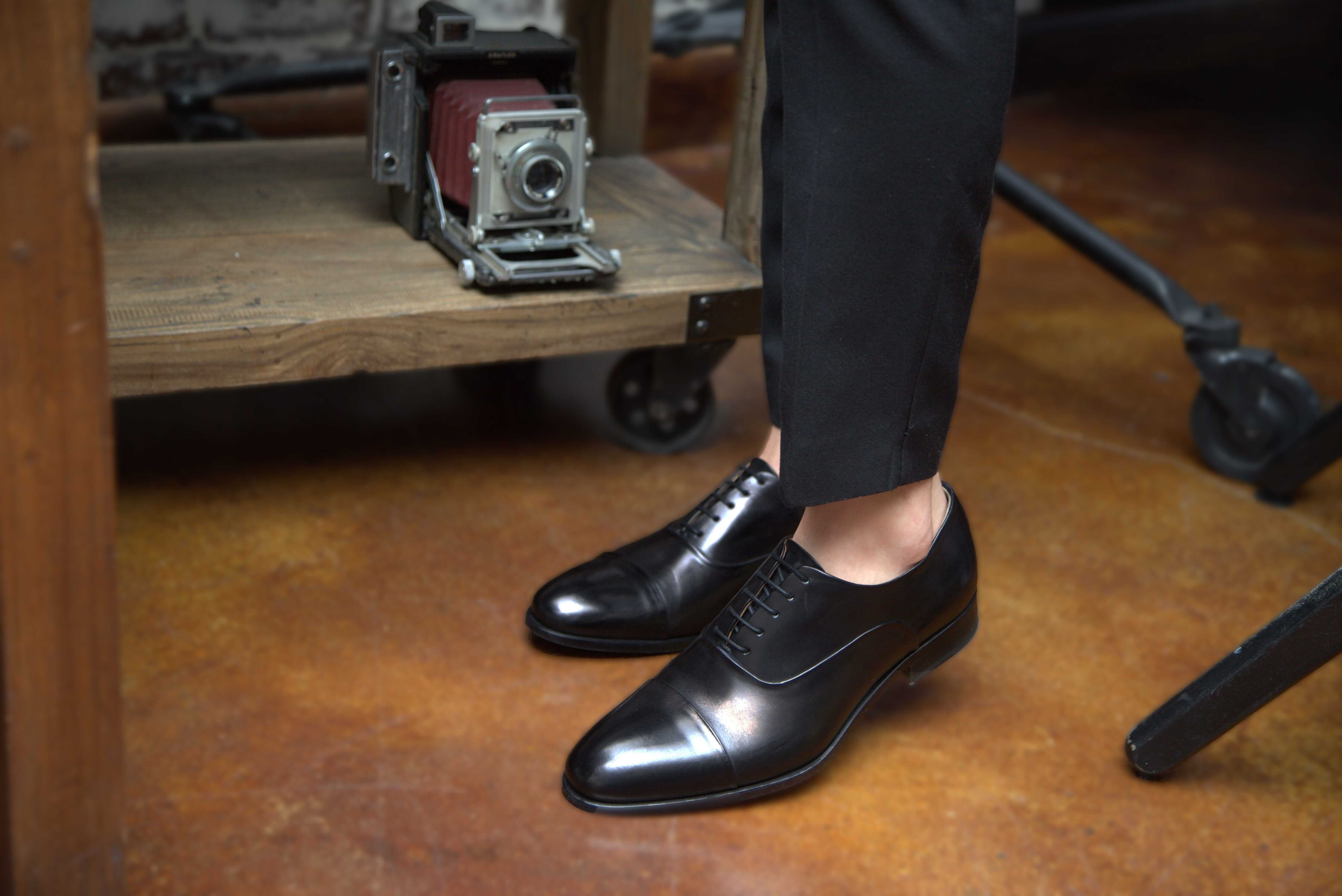 Ace Marks Griffin oxford uomo pelle nera punta cappuccio