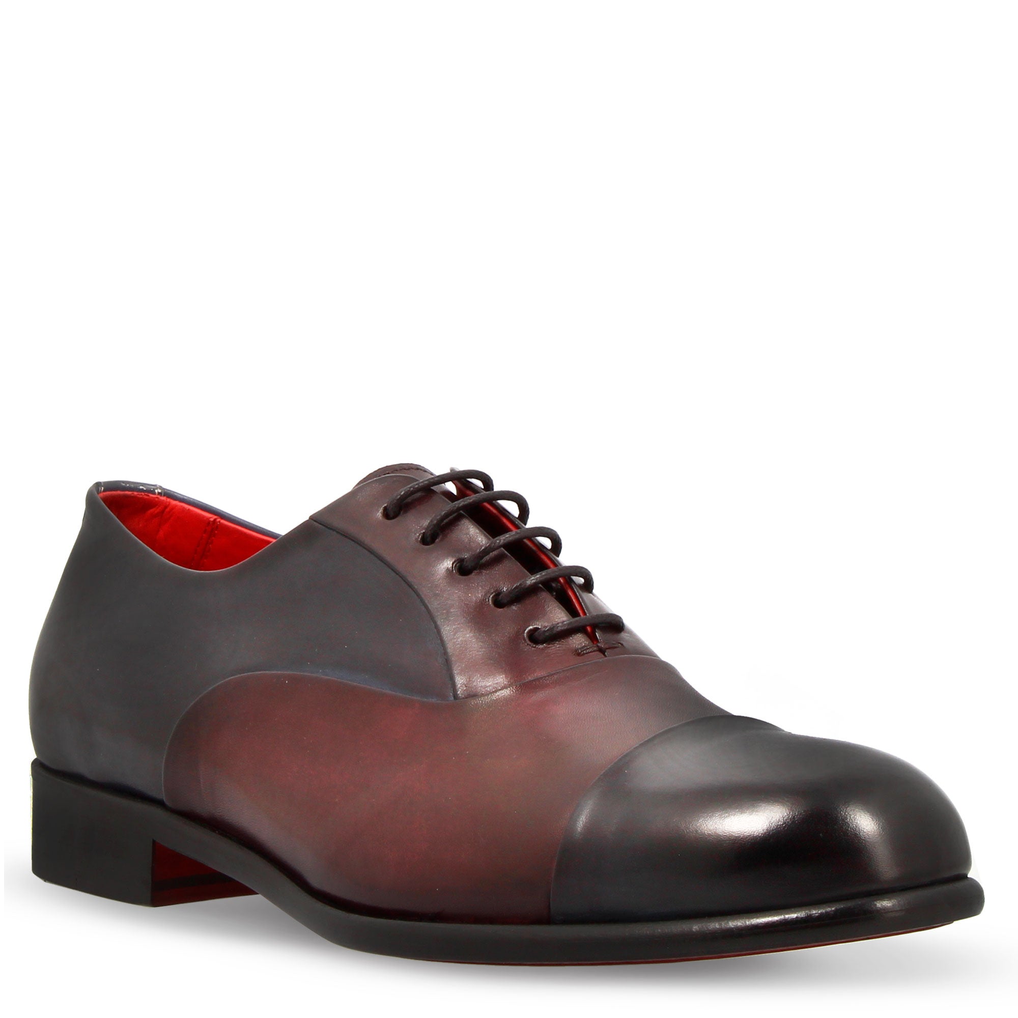 Leonardo Shoes Oxford francesina marrone blu pelle cuoio