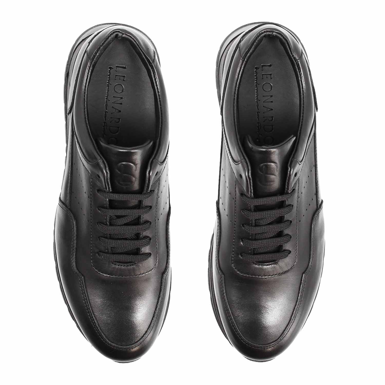 Leonardo Shoes Ateneo Nero sneakers uomo pelle nera