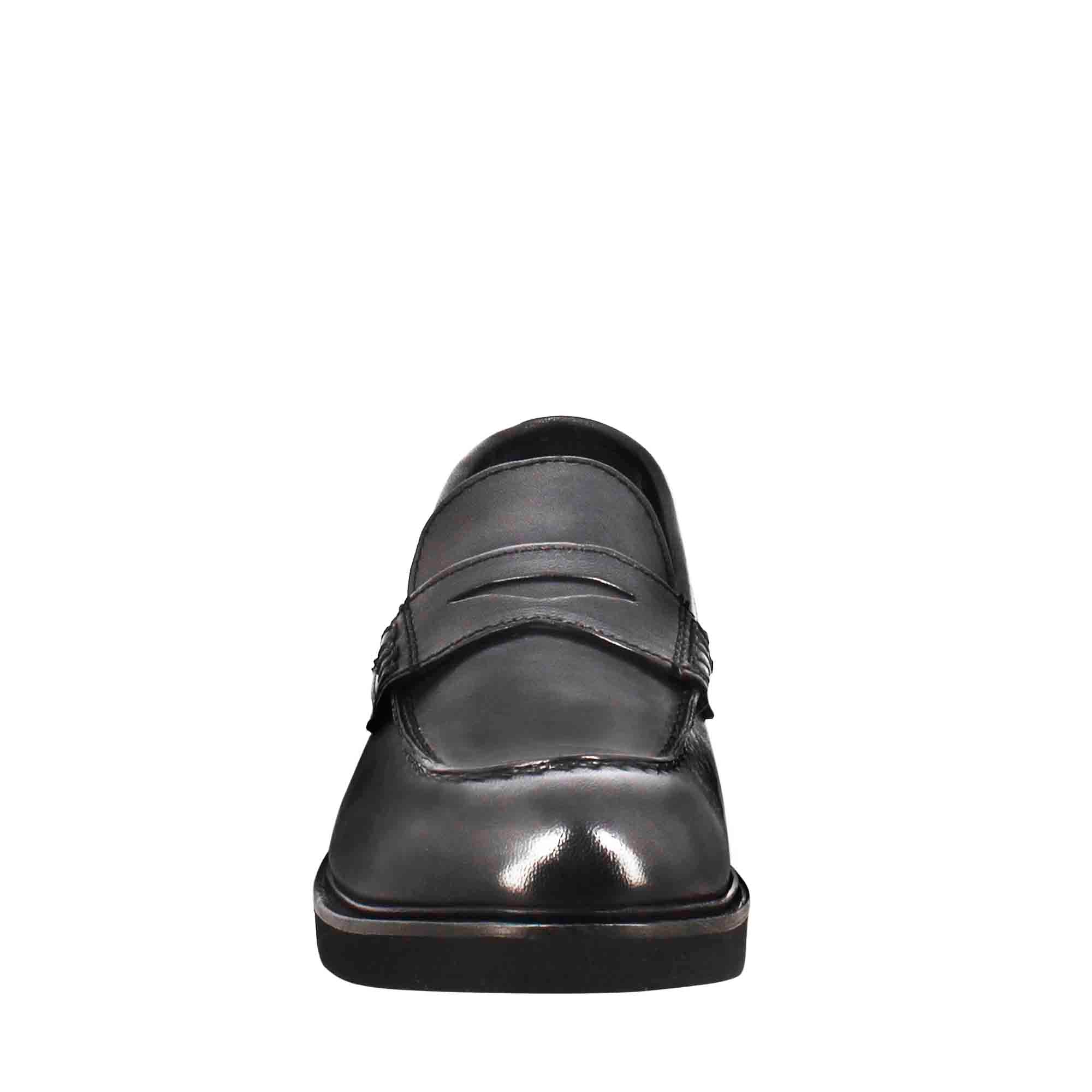 Leonardo Shoes Mocassini Donna paupa pelle nero vintage gomma