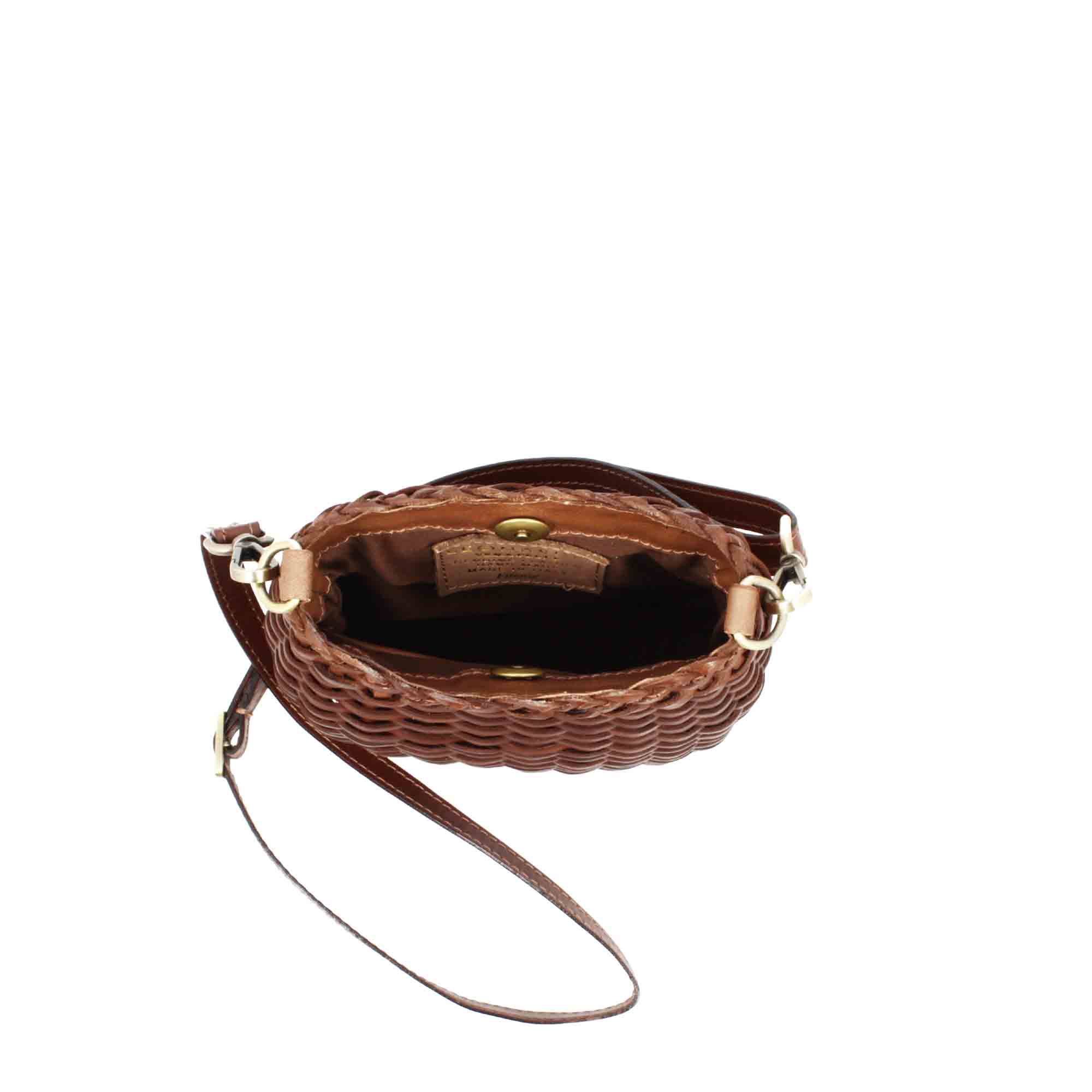Leonardo Shoes Canestra S borsa donna marrone intrecciata