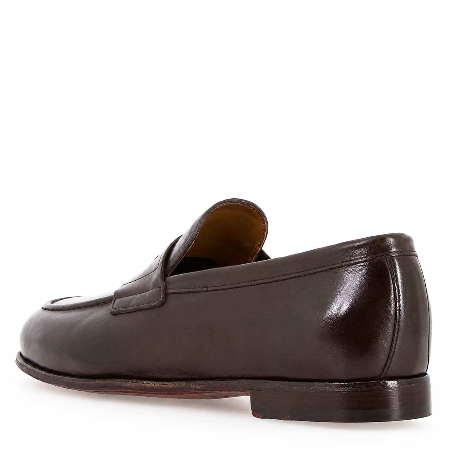 Leonardo Shoes Navona Buf Mocassino Pelle Marrone Scuro