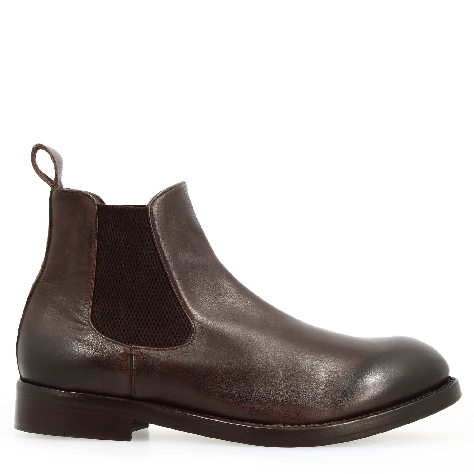 Leonardo Shoes Diver stivaletti uomo pelle testa di moro