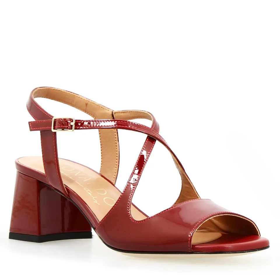 Leonardo Shoes Fiamma sandalo pelle bordeaux tacco 7 cm