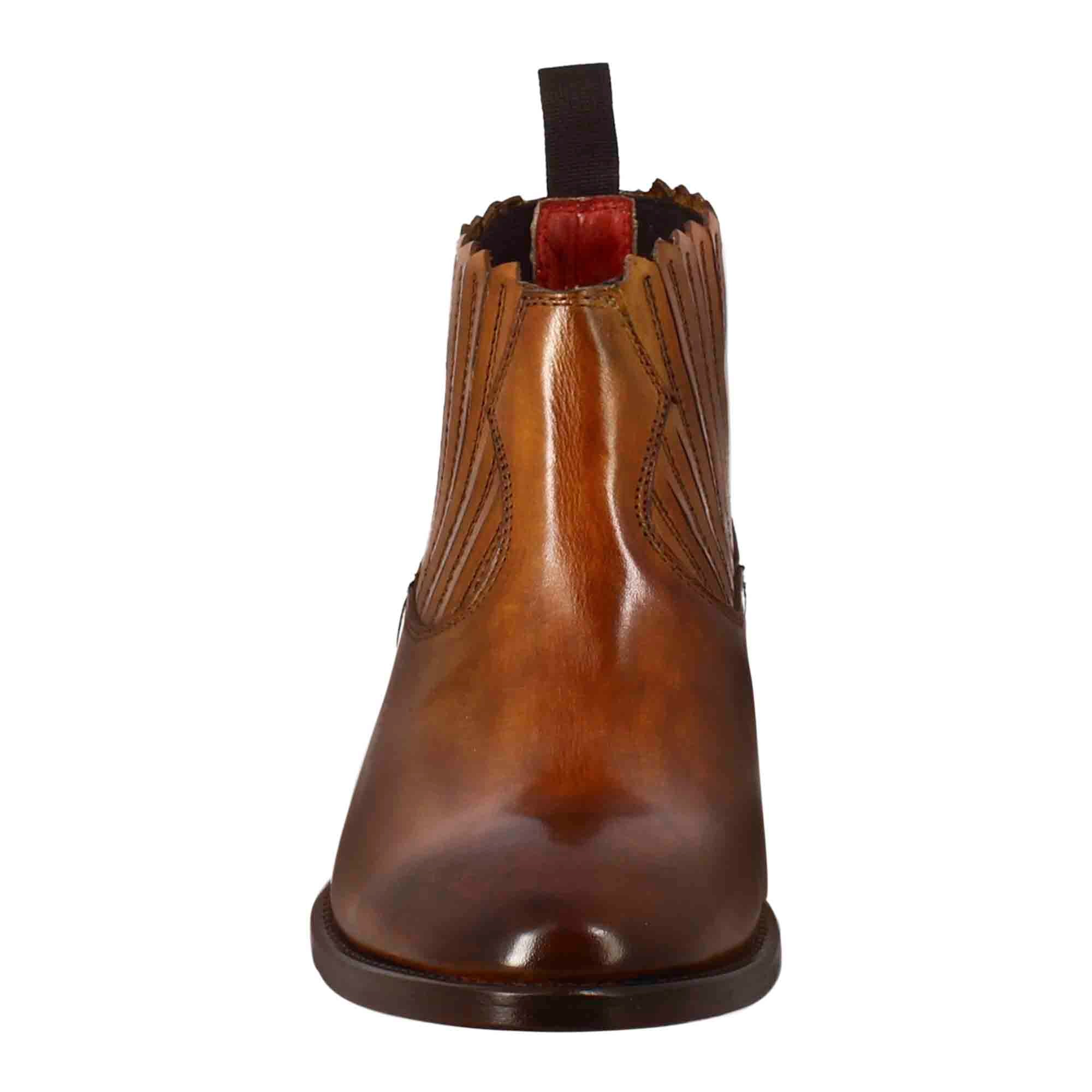 Leonardo Shoes Stivali Donna stivaletti marrone chiaro pelle