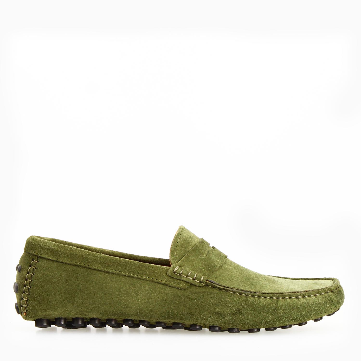 Leonardo Shoes Garda Verde Mocassino Uomo Camoscio