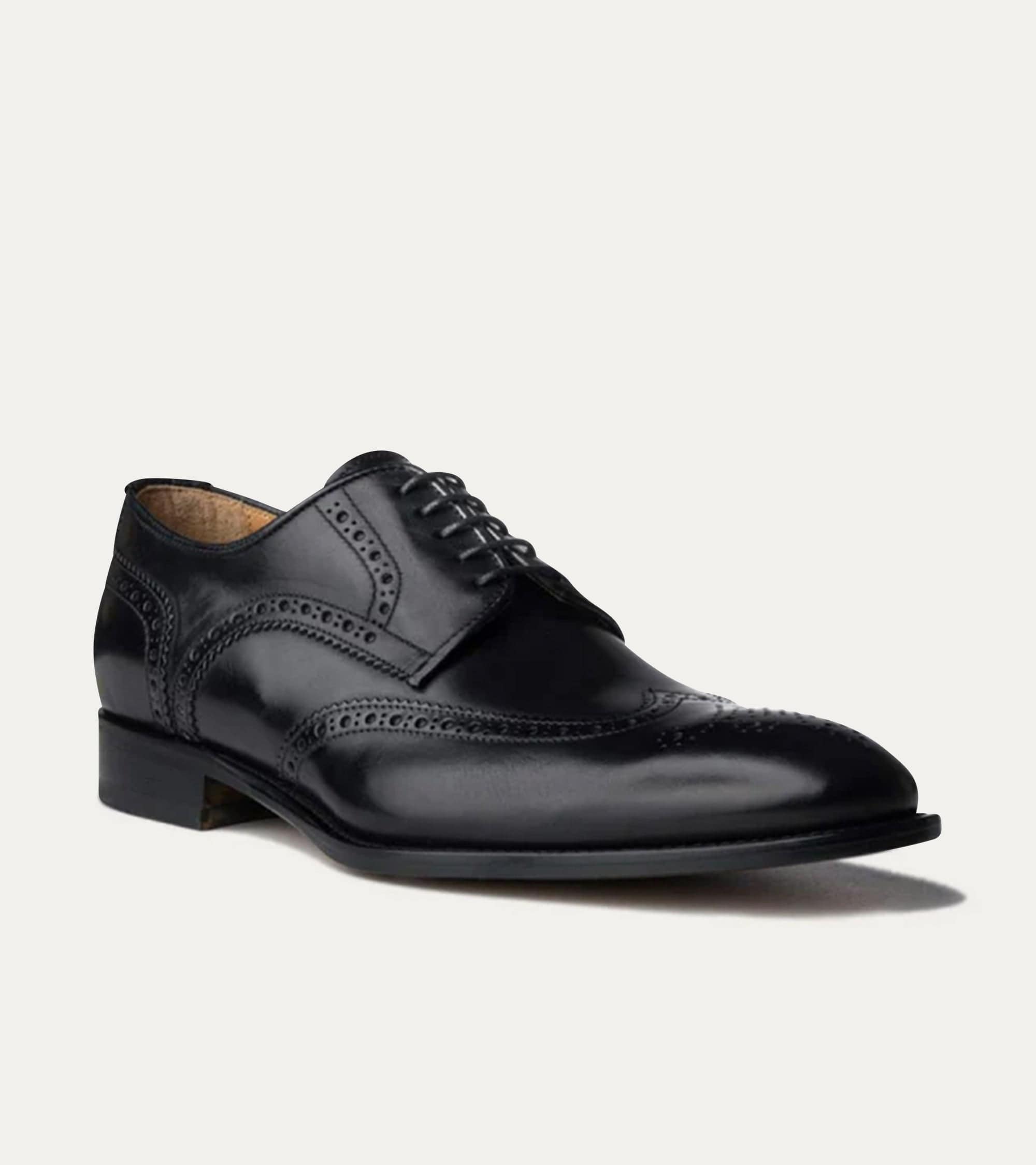 Ace Marks Vincent derby uomo pelle nera wingtip brogue