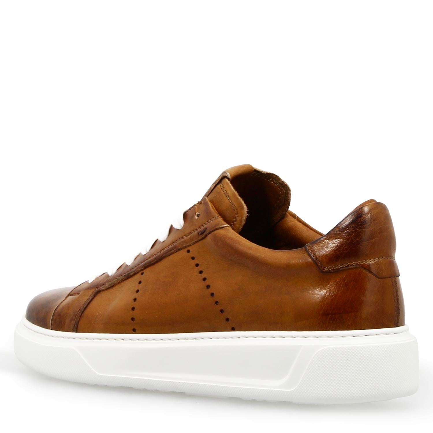 Leonardo Florentino Sneaker uomo pelle marrone suola 4cm