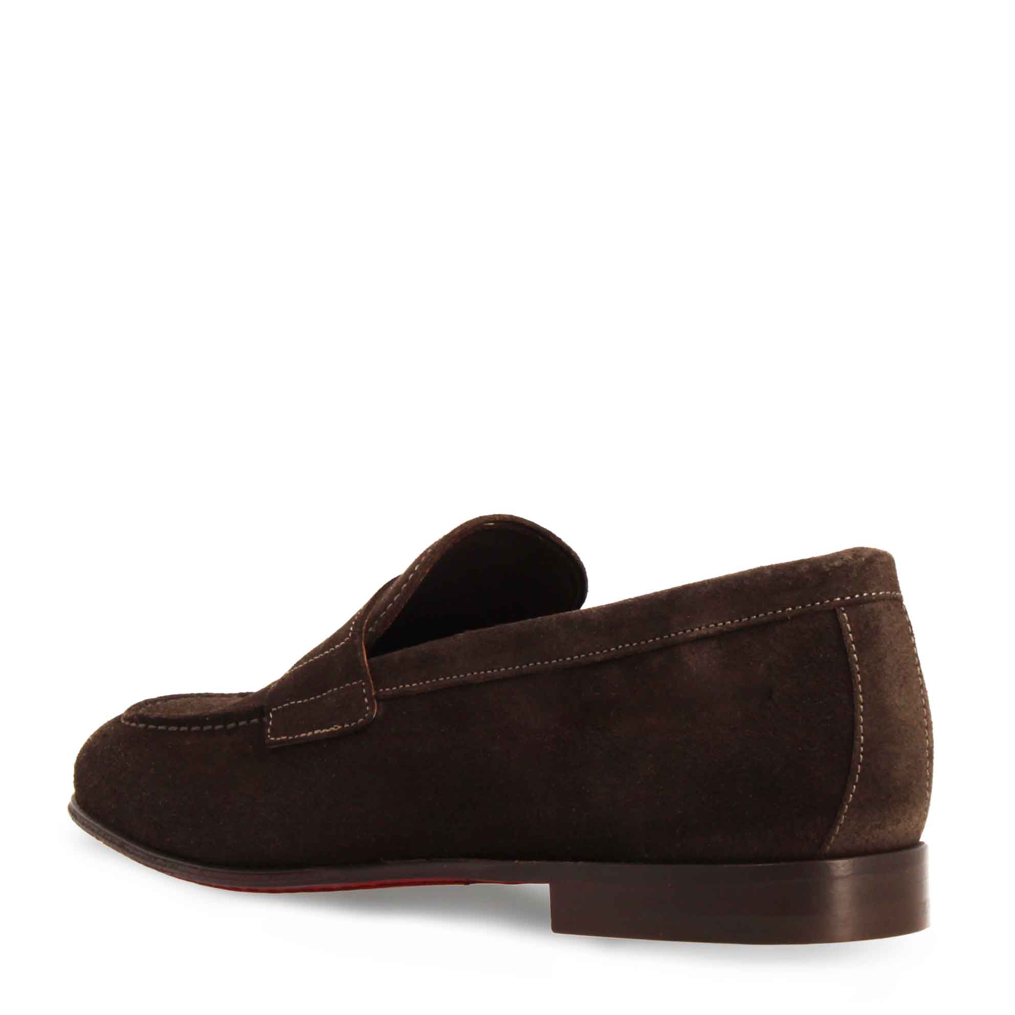 Leonardo Shoes Navona C mocassini uomo marrone scamosciato