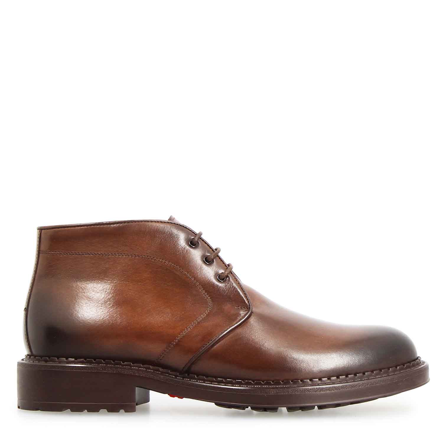 Leonardo Shoes Bacco chukka boot uomo pelle marrone scuro