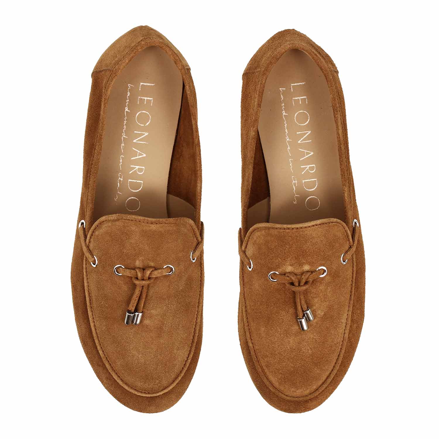 Leonardo Arsilia Mocassino donna camoscio marrone leggero