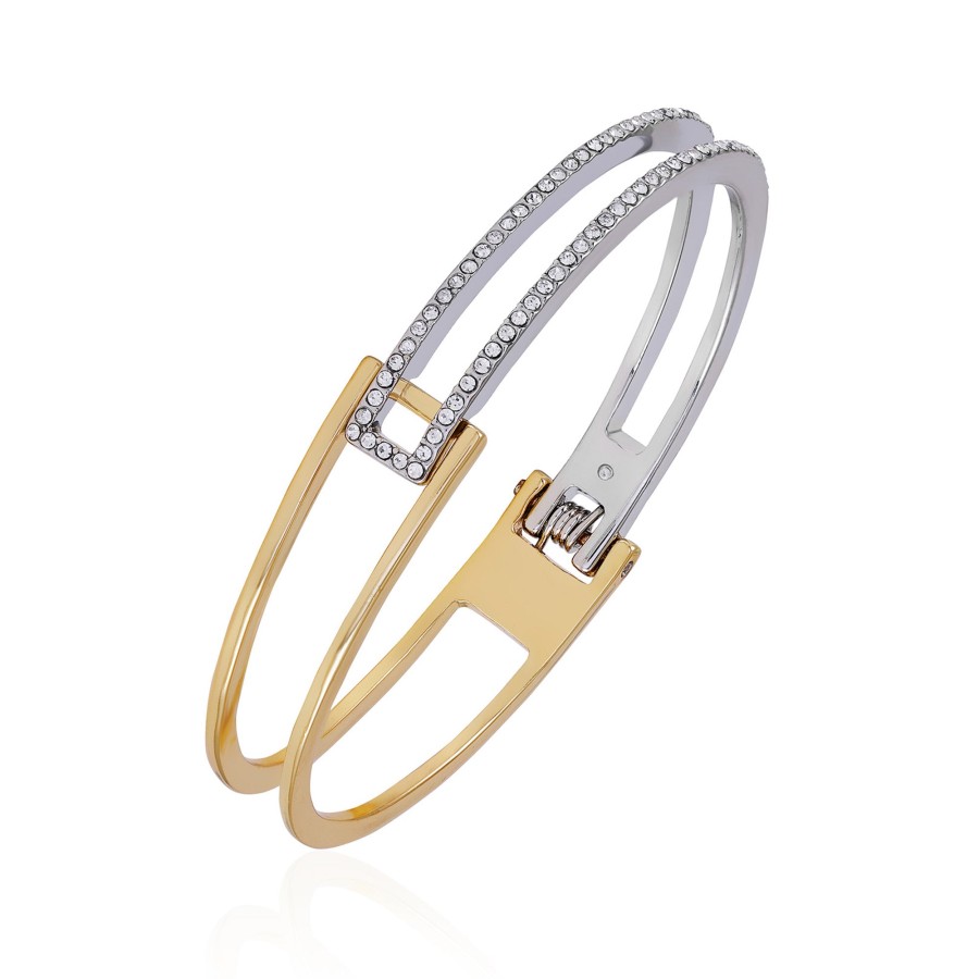 Vince Camuto bracciale rigido bicolore pietra vetro