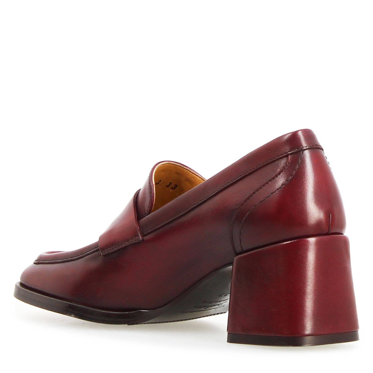 Leonardo Shoes Ottavia mocassini donna pelle bordeaux tacco 6cm