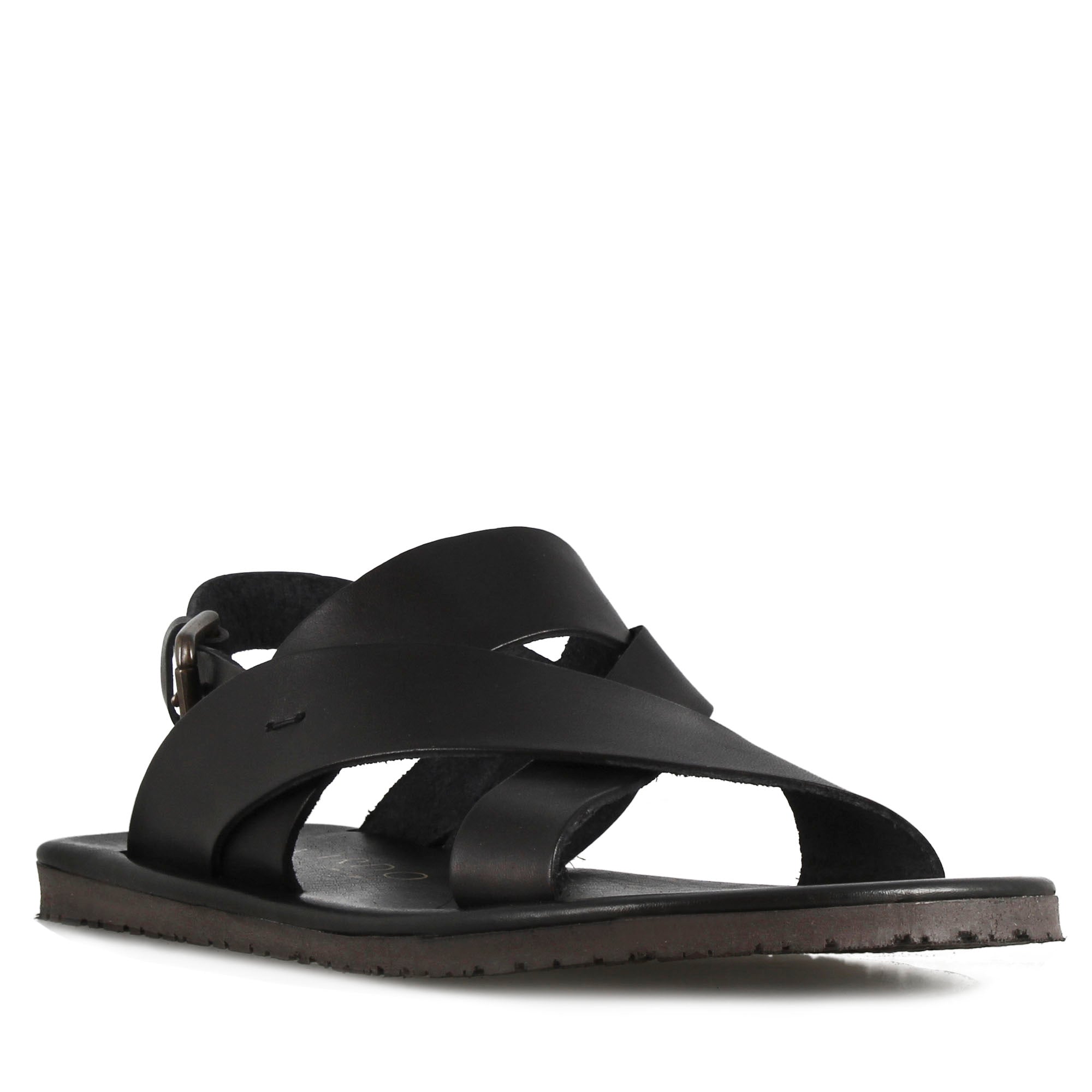 Leonardo Shoes Sandali Uomo sandalo nero pelle fasce intrecciate