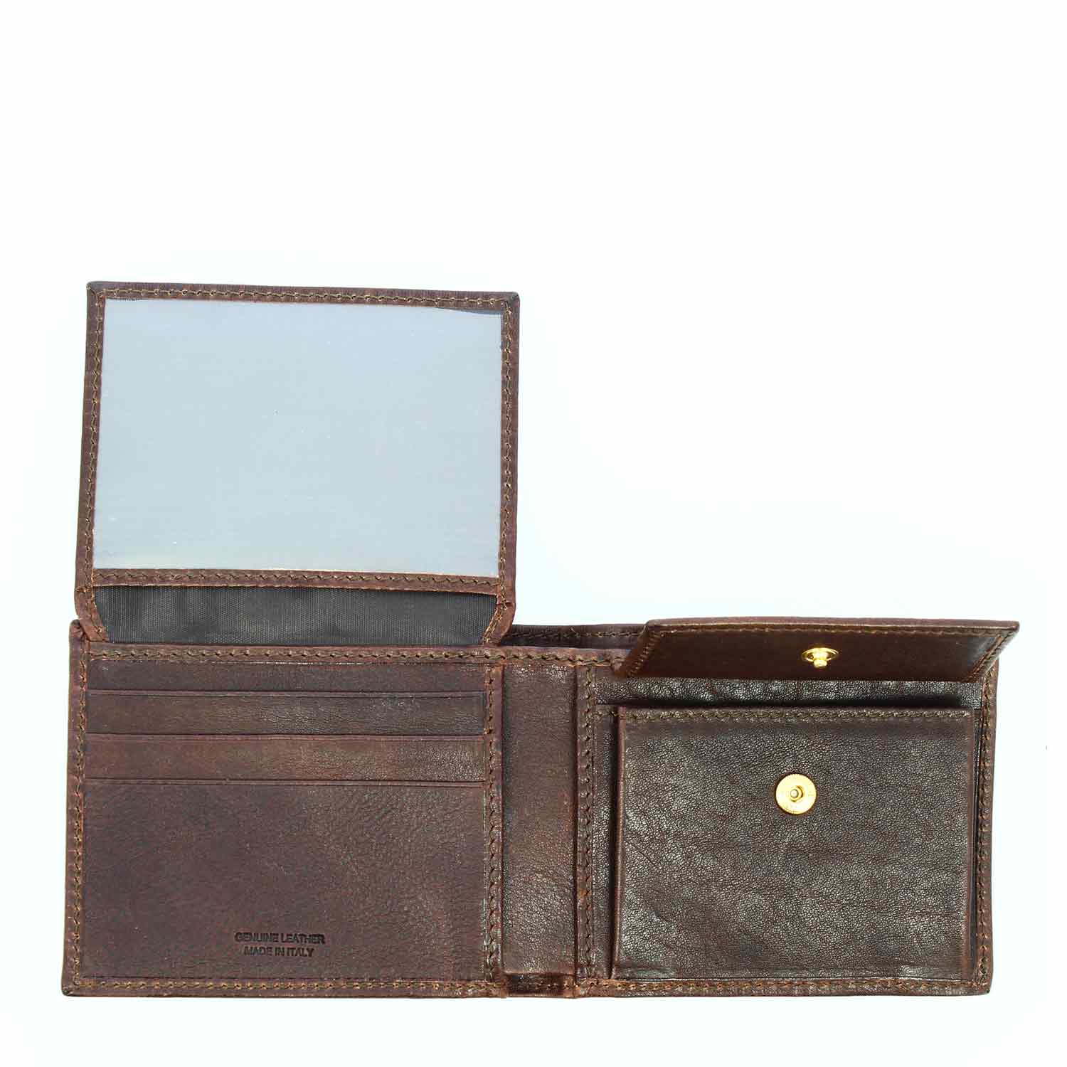 Leonardo Shoes P4 portafoglio uomo pelle marrone scuro