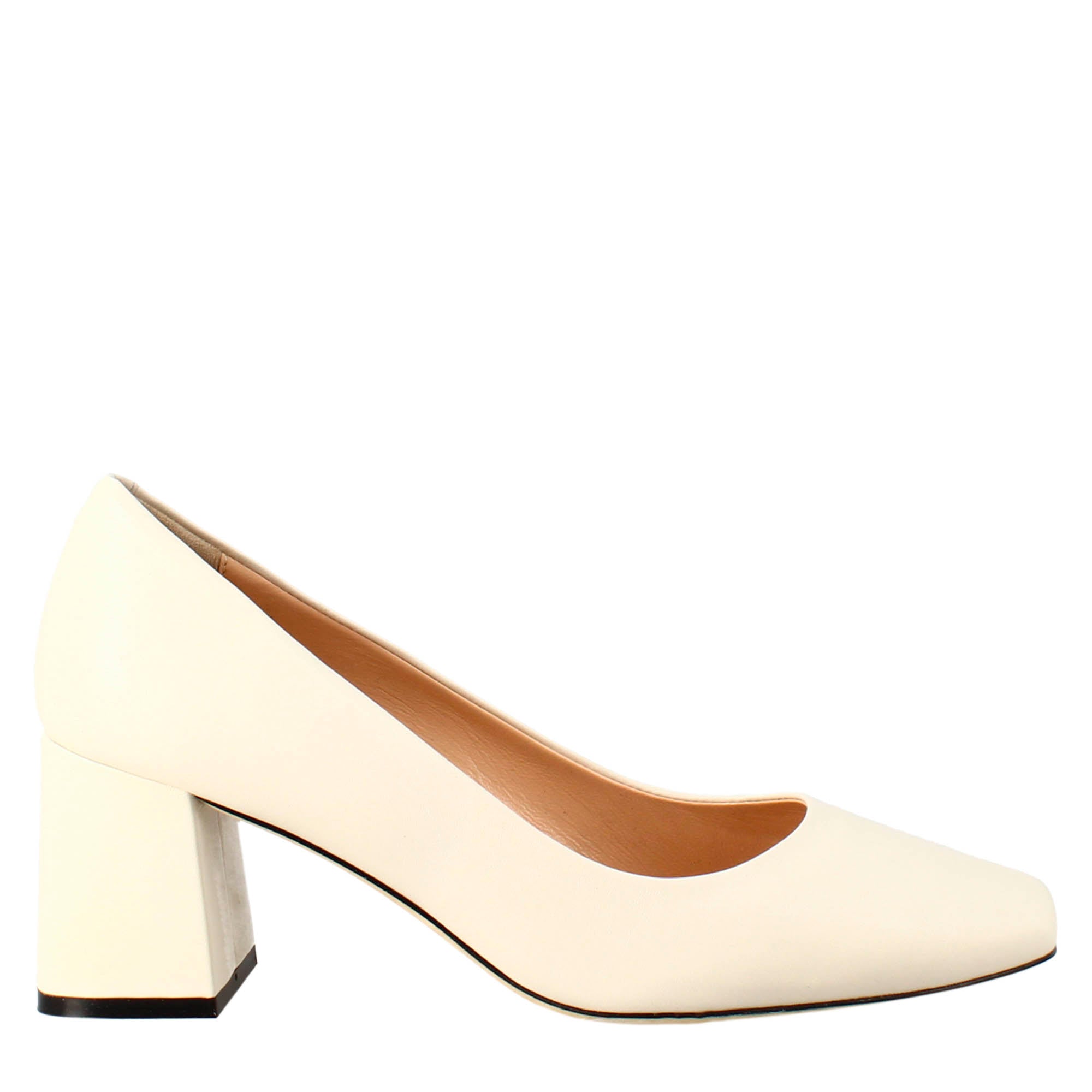 Leonardo Shoes Décolleté Donna pelle beige punta squadrata