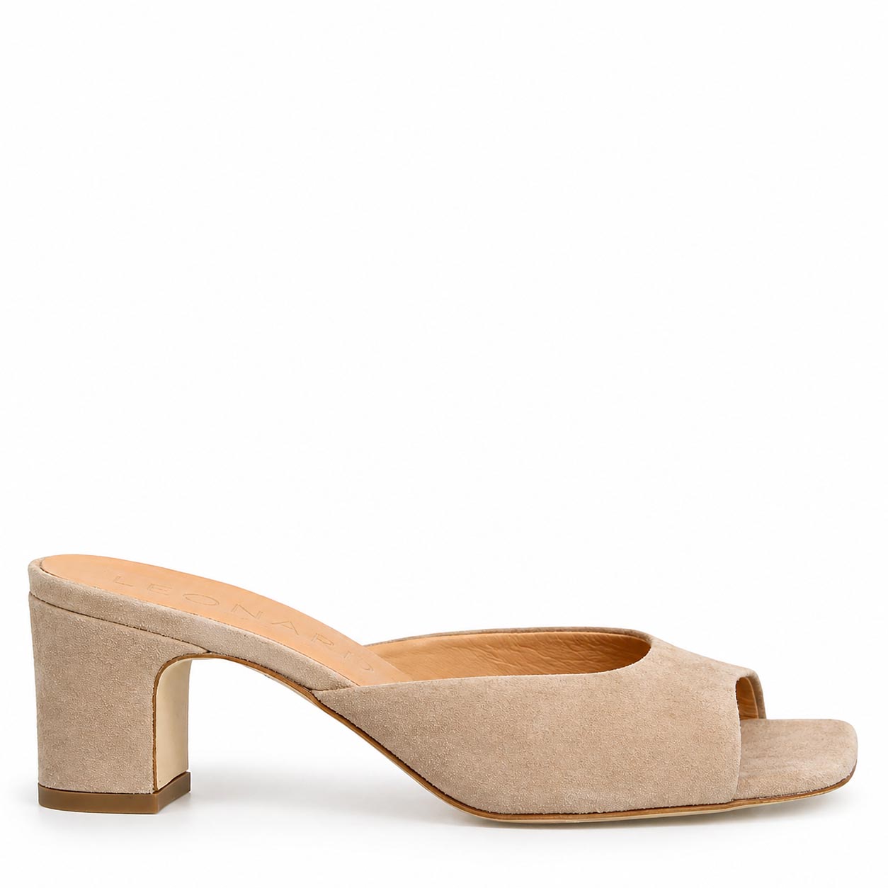 Leonardo Shoes Elena mules donna beige camoscio tacco