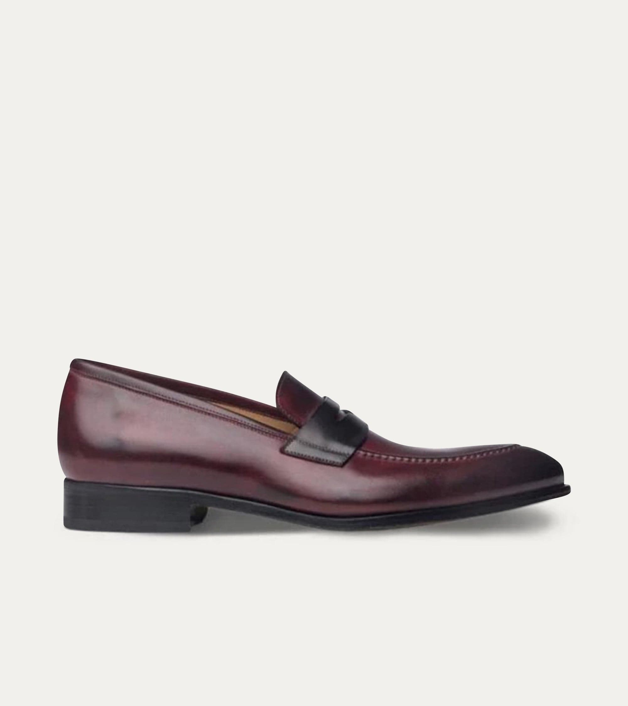 Ace Marks Greg Penny Mocassino Uomo Pelle Bordeaux Grigio
